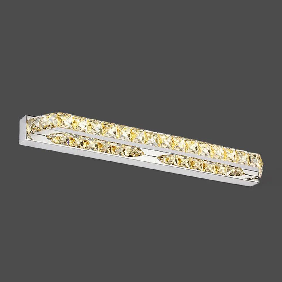 Modern Rectangular Crystal Bathroom Mirror with LED Lights - Perfect for Vanity, Makeup, and Spa-Like Bathroom Decor