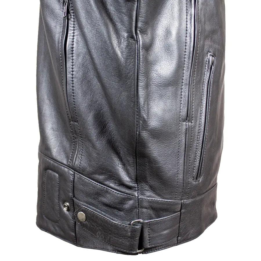 Open Road Men's Leather Armored Motorcycle Jacket - Durable Biker Gear for Safety & Style - Perfect for Cruising, Commuting & Long-Distance Rides