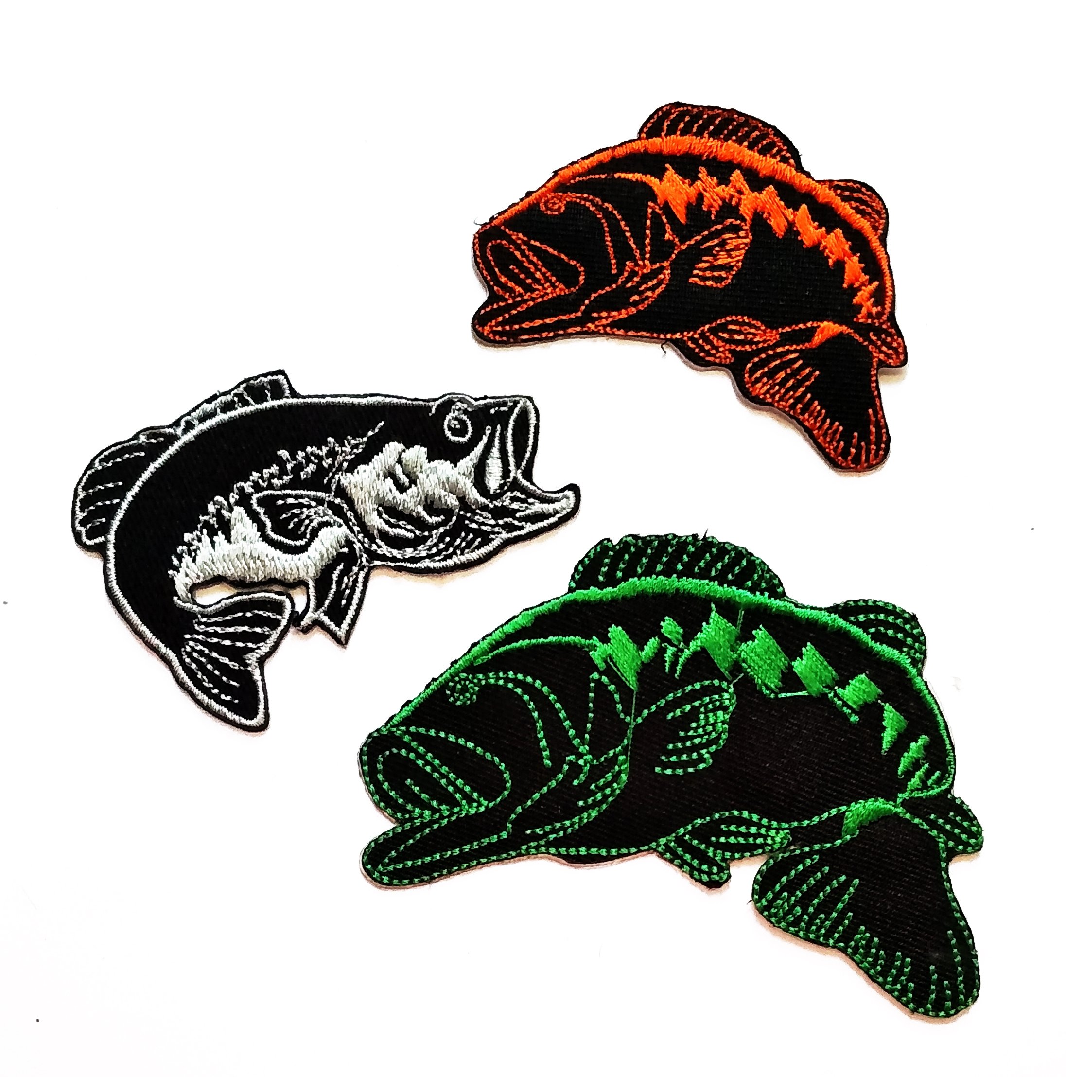 Nipitshop 3-Piece Fish Cartoon Patch Set - Cute Bass Fish Applique for DIY Crafts, Sew or Iron On for Bags, Jackets, Jeans & Clothes - Perfect for Kids' Projects & Fishing Enthusiasts
