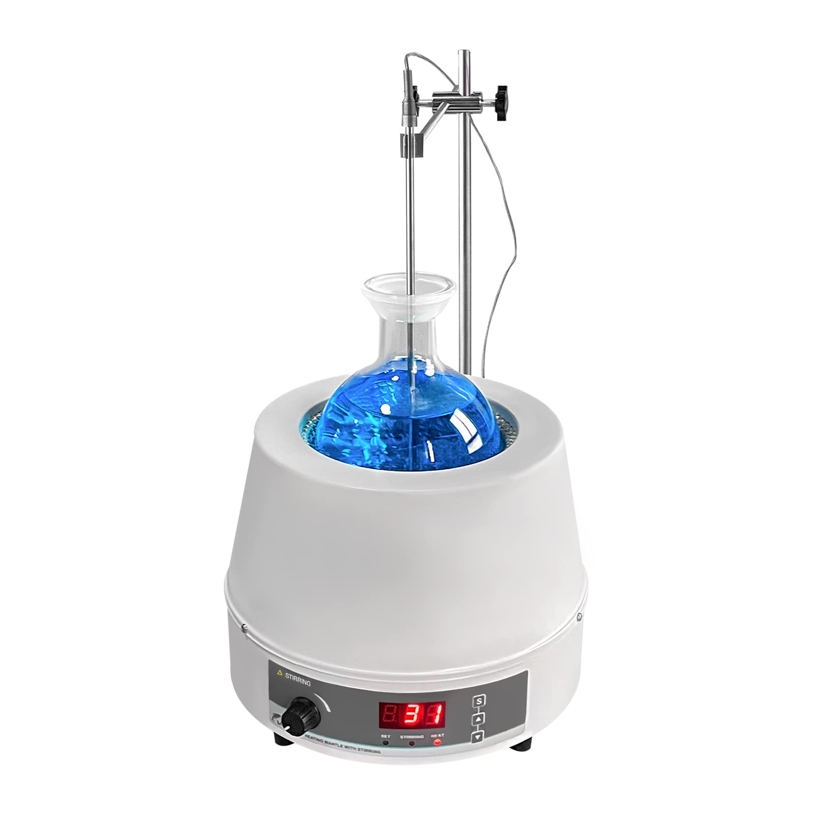 500ml LAB FISH Laboratory Heating Mantle with Magnetic Stirring & Digital Thermostat - 250W Lab Heater with Temperature Probe, Timer & Digital Display for Chemistry Experiments & Scientific Research