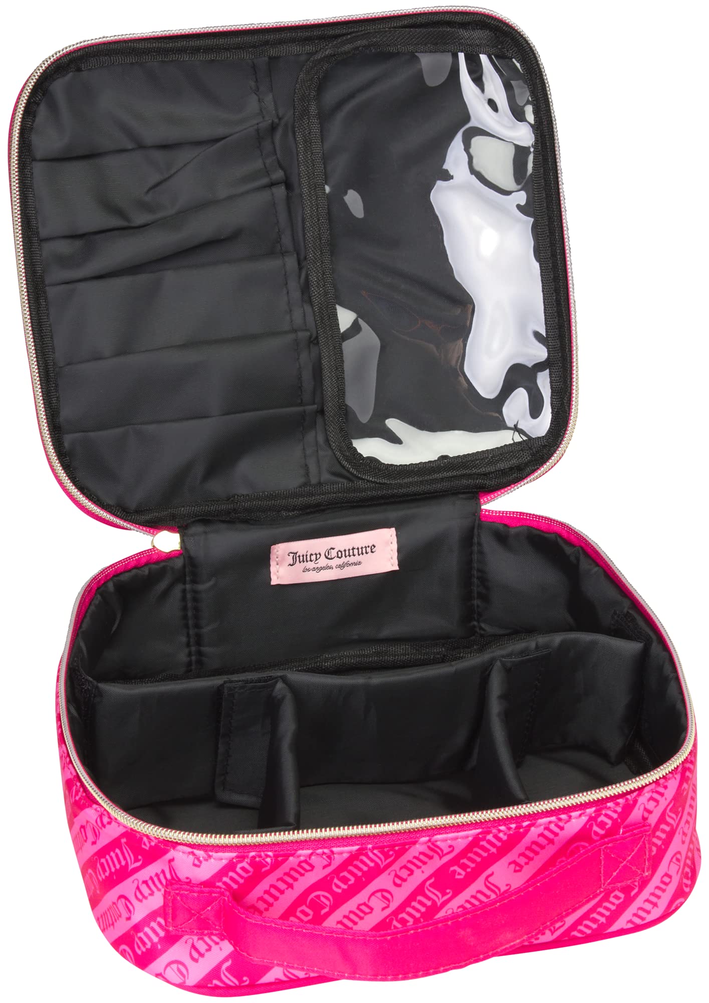 Juicy Couture Women's Travel Cosmetic Bag - Pink Makeup Organizer with Multiple Compartments for Toiletries | Perfect for Vacation, Gym & Daily Essentials Storage