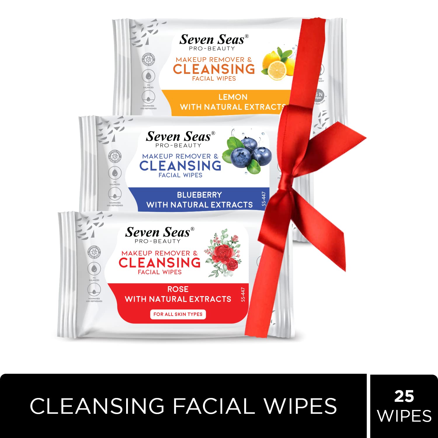 Seven Seas Fresh Clean Glow Makeup Remover Wipes - 25 Count | Gentle Purifying Facial Cleansing Wipes for All Skin Types | Ultra Soft, Alcohol-Free & Paraben-Free | Hydrates & Moisturizes Skin | Perfect for Travel, Gym & Daily Makeup Removal