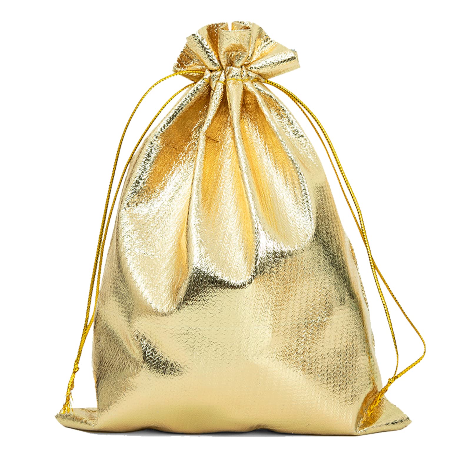 Premium Gold Organza Gift Bags 4x6 Inches Drawstring Jewelry Pouches (Pack of 100) - Perfect for Wedding Favors, Party Gifts & Jewelry Packaging