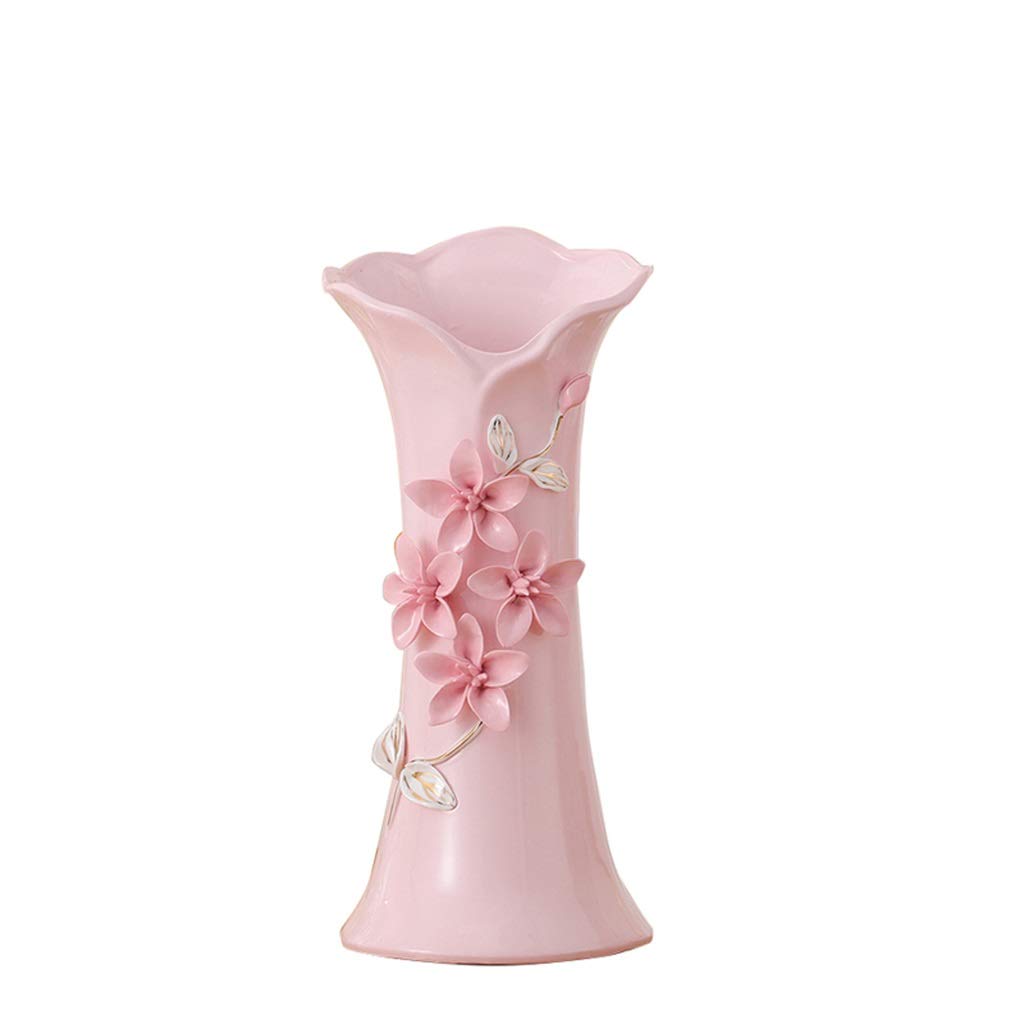 ChangSQ Pink Floral Vase - 13.3 Inch Decorative Flower Container for Fresh & Dried Flowers - Perfect for Home Decor, Coffee Shops, Wedding Centerpieces & Window Displays