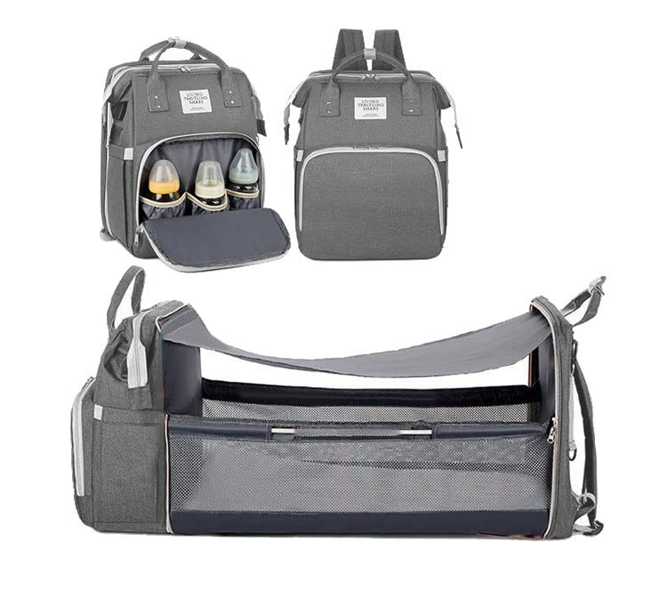 Baby Backpack Diaper Bag for Newborn - Large Capacity Travel Backpack with Changing Station & Organizer Pockets - Perfect for Moms & Dads (Gray, Large) - Ideal for Daycare, Travel & Outdoor Adventures