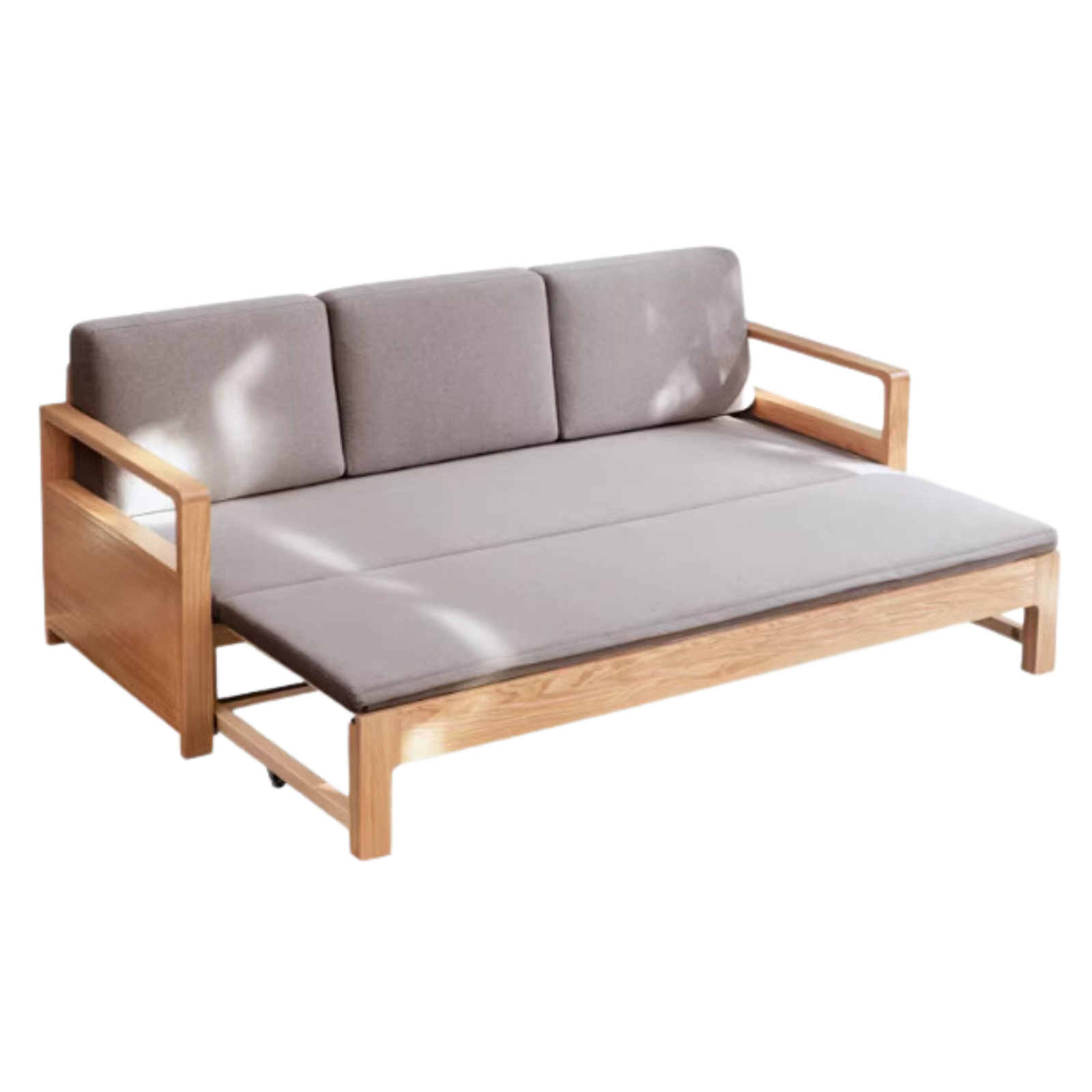 84.2х33-56.2х27.5 inch / 214х84-143х70сm / Natural Wood color smoked chestnut brown coconut palm cushion / sofa bed