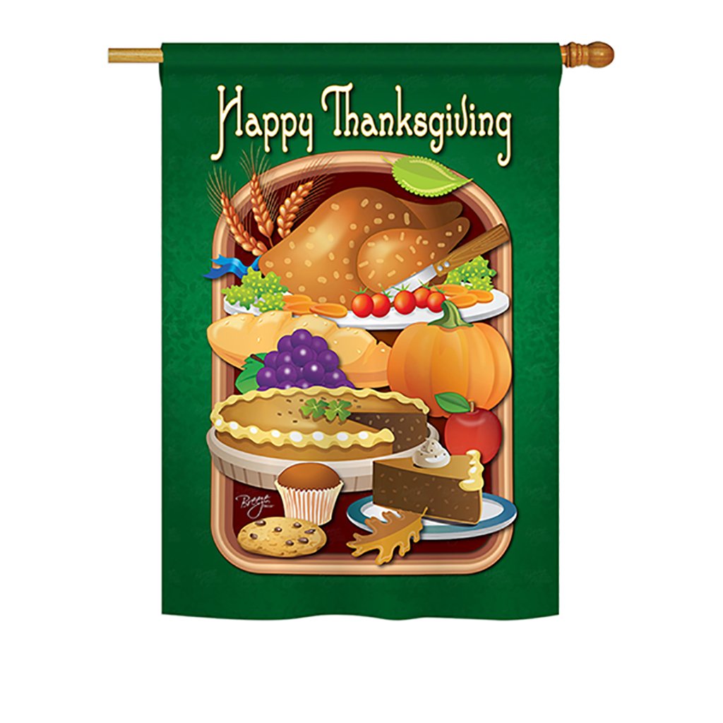 Breeze Decor H113039 Thanksgiving Feast Decorative Vertical House Flag - 28