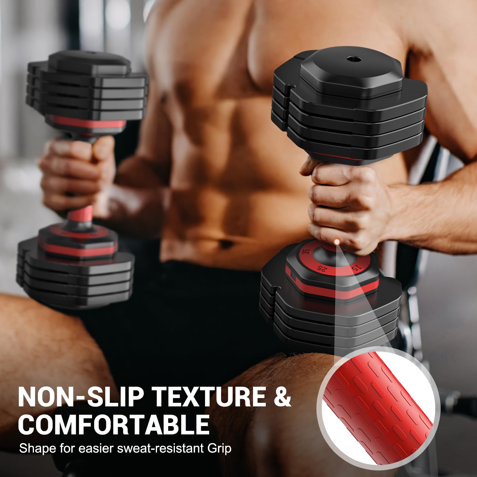 Adjustable Dumbbells Set of 2 - 5-in-1 Quick Change Weight Dumbbells with Anti-Slip Grip for Home Workouts | Perfect for Strength Training, HIIT, and Full-Body Exercises for Men & Women