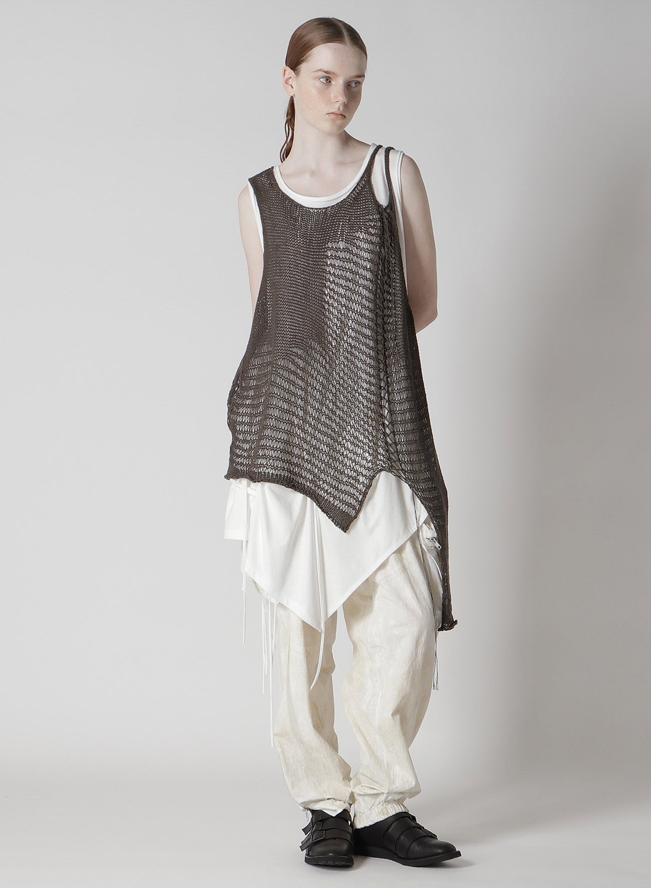 Asymmetrical Sleeveless Knit Top - Trendy Damaged Processed Design for Women | Perfect for Casual Outings, Parties & Streetwear Fashion