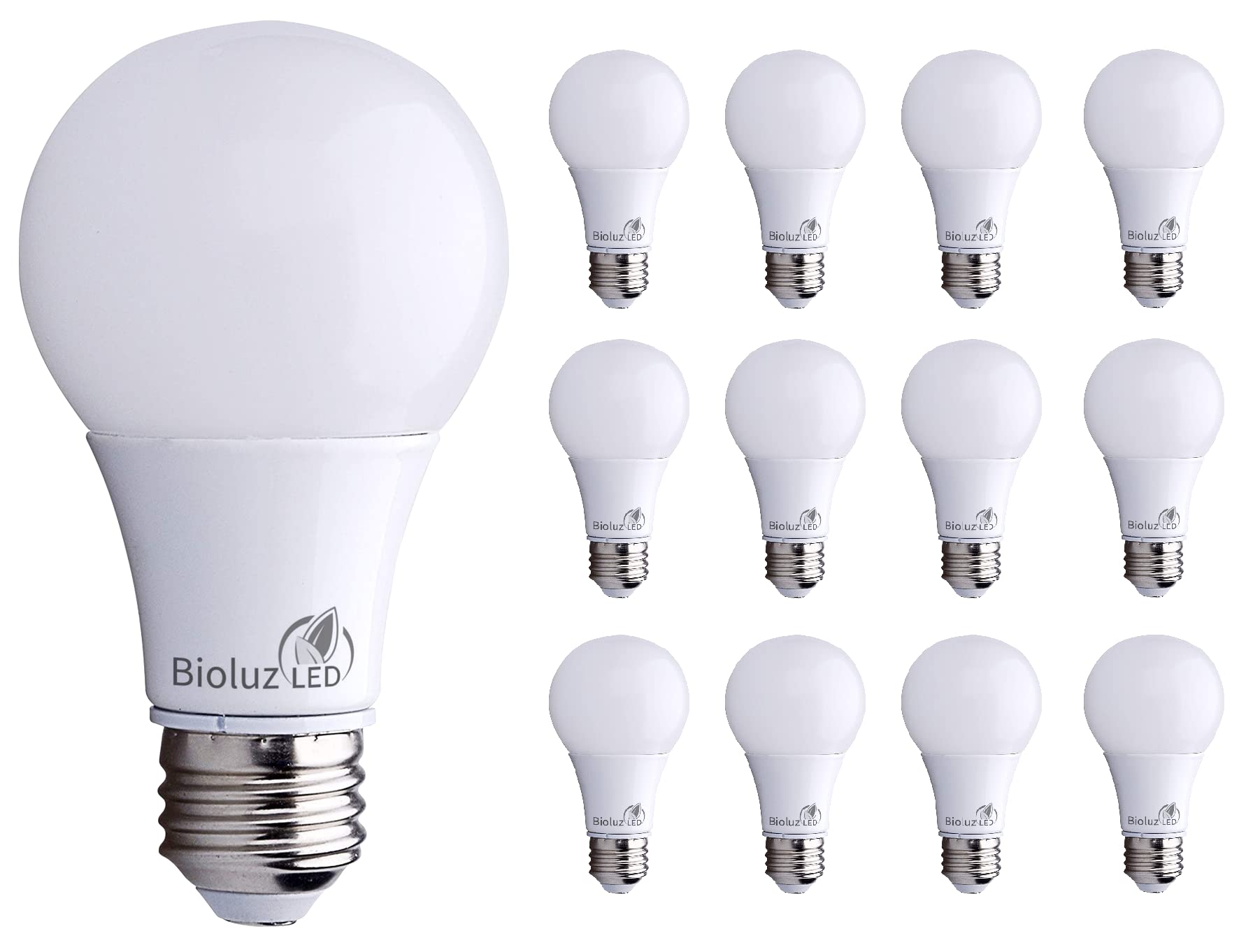 Bioluz LED A19 Light Bulbs 6W (40W Equivalent) 5000K Daylight White - Non-Dimmable, Energy Efficient, Long Lasting LED Bulbs for Bedroom, Living Room, Office - 12 Pack