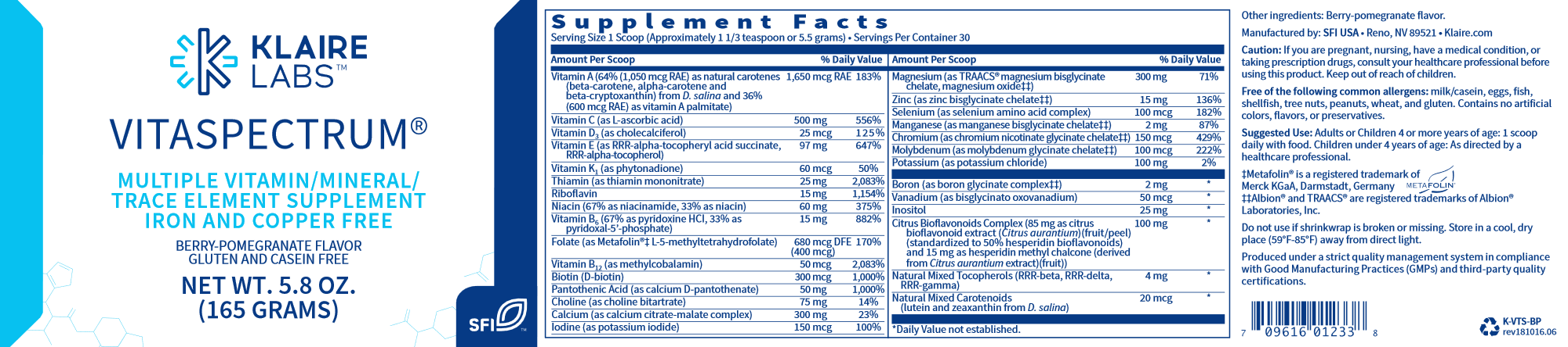 Klaire Vitaspectrum Ber Pom 5O - Premium Berry Pomegranate Supplement for Immune Support & Antioxidant Boost - Perfect for Daily Wellness & Active Lifestyles