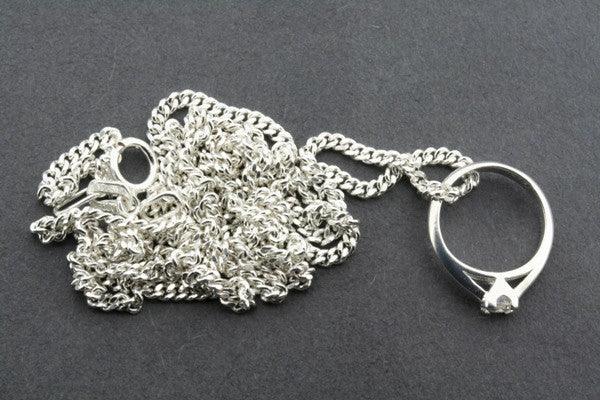 Elegant Little Ring Pendant with Cubic Zirconia on 45cm Link Chain - Perfect for Everyday Wear, Gift Giving & Special Occasions