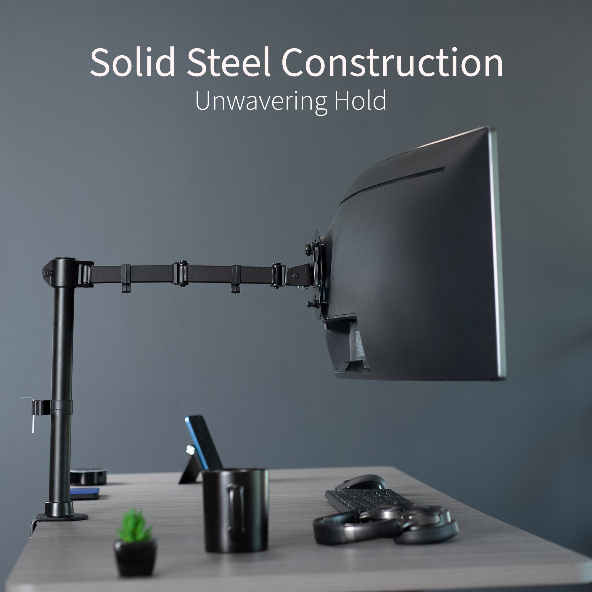 Single Ultrawide Monitor Desk Mount - Holds Up to 45 Inch Screens | Ergonomic Adjustable VESA Stand for Home Office & Gaming Setup