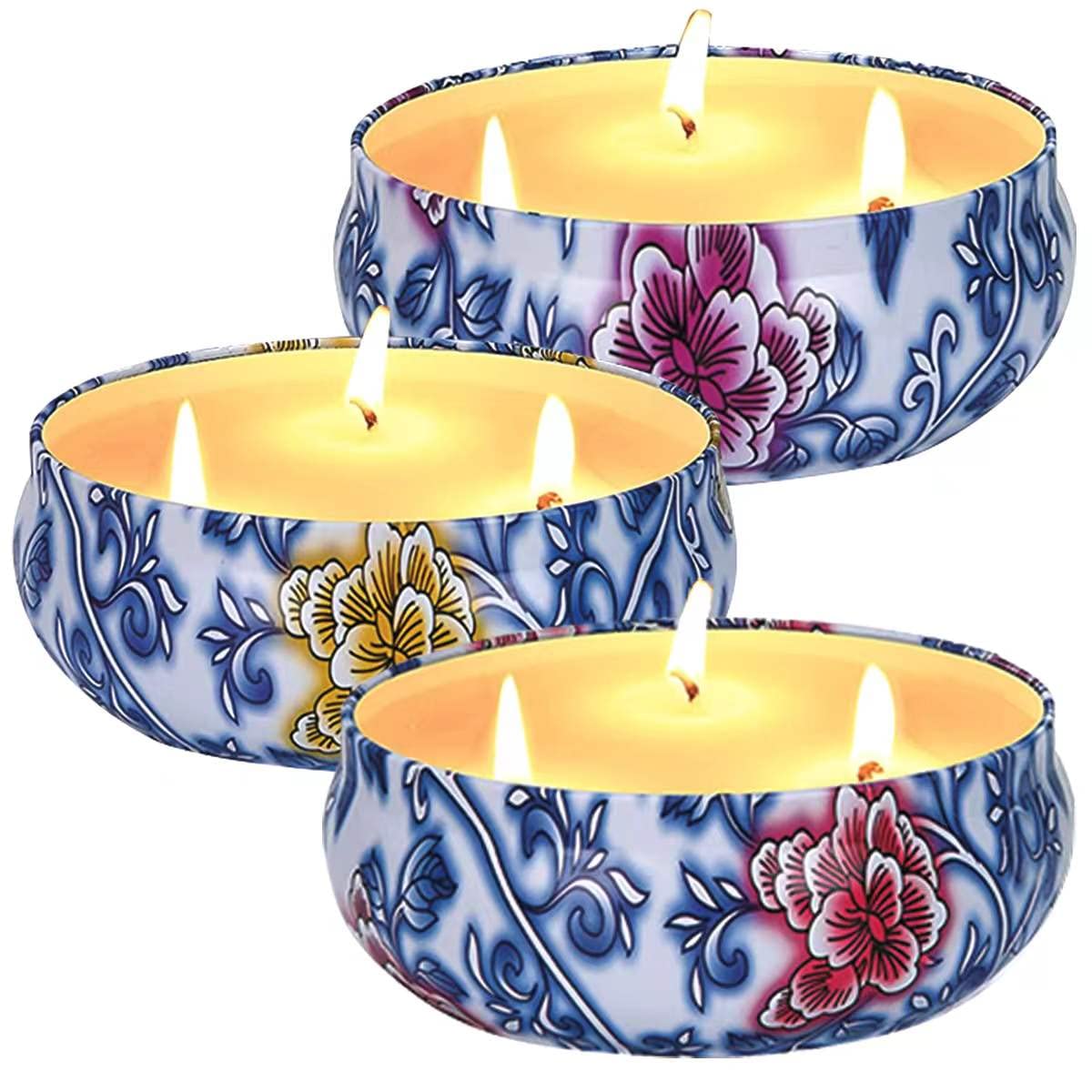 Citronella Candles Outdoor Large 3-Wick Lemongrass Scented Soy Wax Candles for Home, Porch & Patio - 3 Pack Set | Natural Mosquito Repellent for Backyard, Garden & Camping