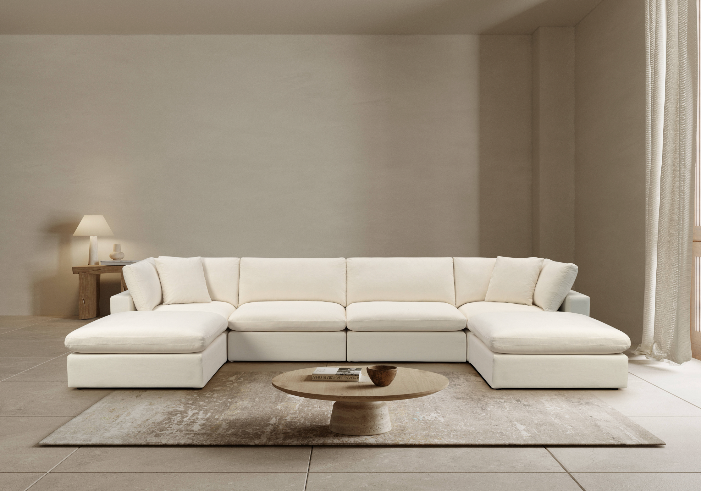 Modular 6-Piece Sectional Sofa Set in Sol Ivory - Modern L-Shaped Couch for Living Room, Family Room & Lounge Areas
