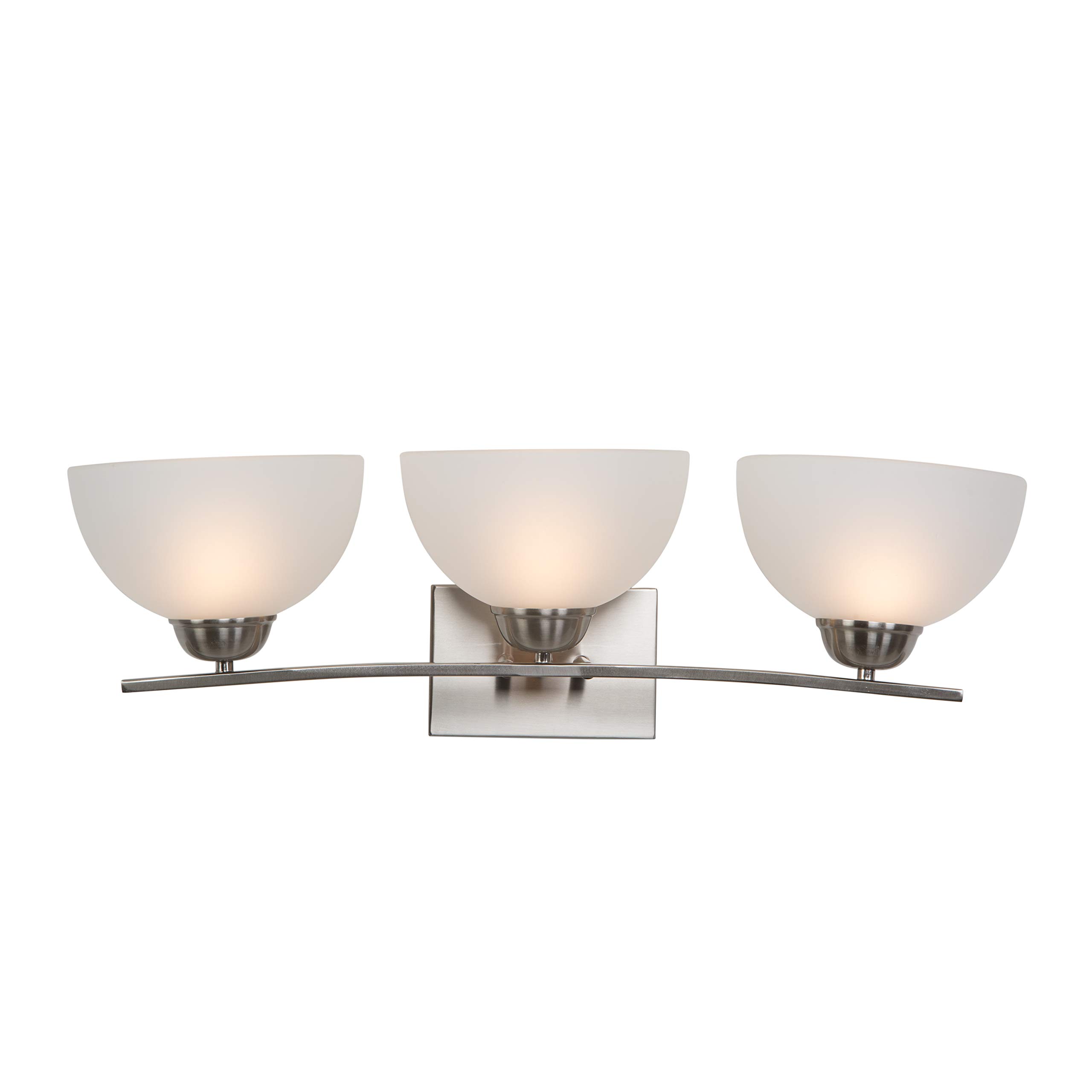 Yosemite Home Decor 3-Light Bathroom Vanity Light Fixture with White Glass Shades & Satin Nickel Finish - Perfect for Modern Bathroom, Powder Room, and Spa Lighting