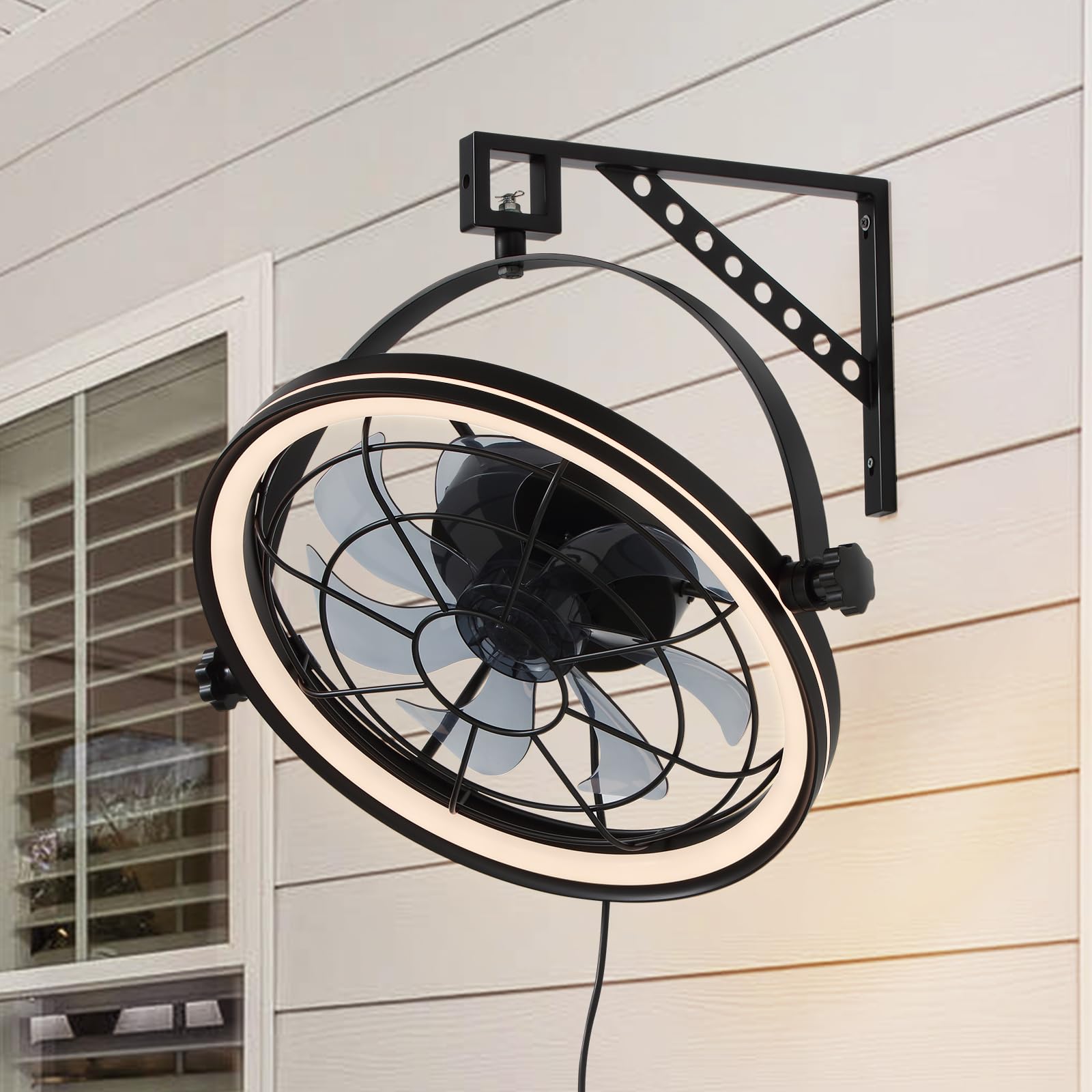 Siljoy 21 Inch Wall Mount Fan with Remote - 6-Speed Industrial Wall Mounted Fan with LED Light & Timer for Bedroom, Garage, Warehouse, Greenhouse - Perfect for Cooling Covered Patios and Indoor Spaces