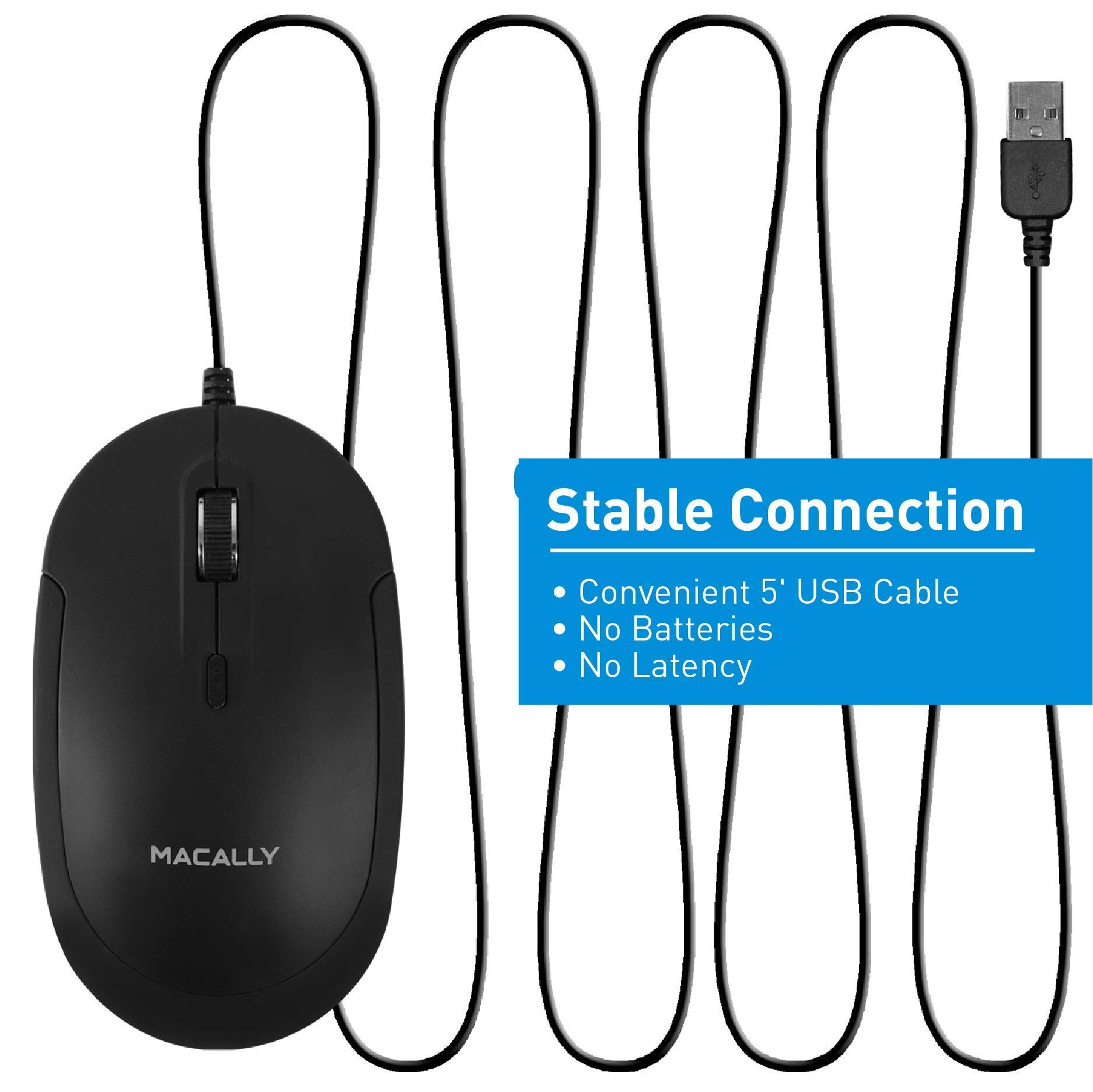 Macally Mac Wired Keyboard and Silent Wired Mouse Combo - Ergonomic USB Keyboard & Quiet Click Mouse for MacBook, iMac - Perfect for Office, Home & Gaming Setup