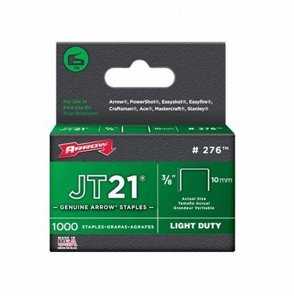 Arrow 276 JT21 3/8-Inch / 10mm Heavy Duty Staples - 1000 Count (Pack of 50) for Upholstery, Carpentry, and DIY Projects