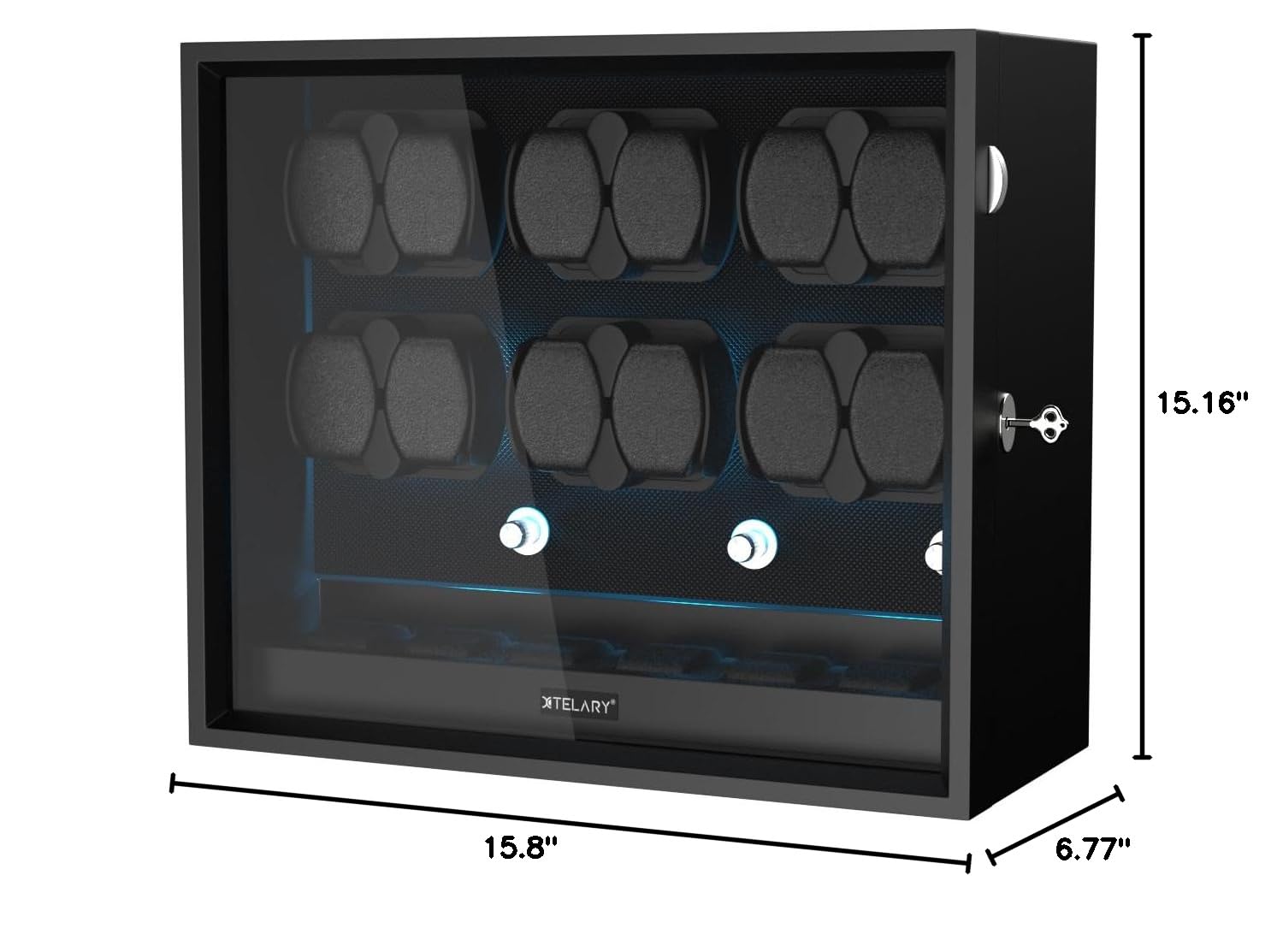 XTELARY Lockable Automatic Watch Winder for 4/6/8/12 Watches - 4 Rotation Modes with Quiet Motor & LED Backlight | Perfect for Watch Collectors, Luxury Timepiece Storage & Travel Protection