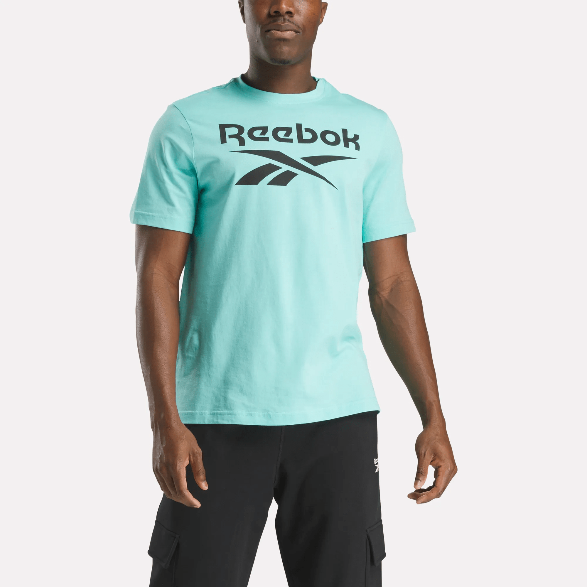 Reebok Men's Identity Big Stacked Logo T-Shirt - Casual Cotton Tee for Gym, Workout & Streetwear Fashion