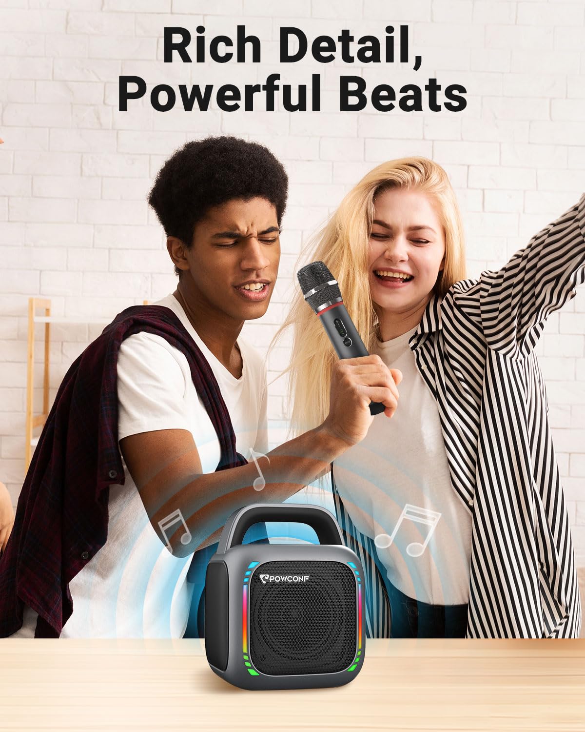 Portable Karaoke Machine with Wireless Microphone - 80W Bluetooth Speaker, Subwoofer, PA System, 24H Playtime, RGB Lights, Waterproof, Supports T-Card/USB/TWS - Perfect for Outdoor Parties, Meetings & Home Entertainment
