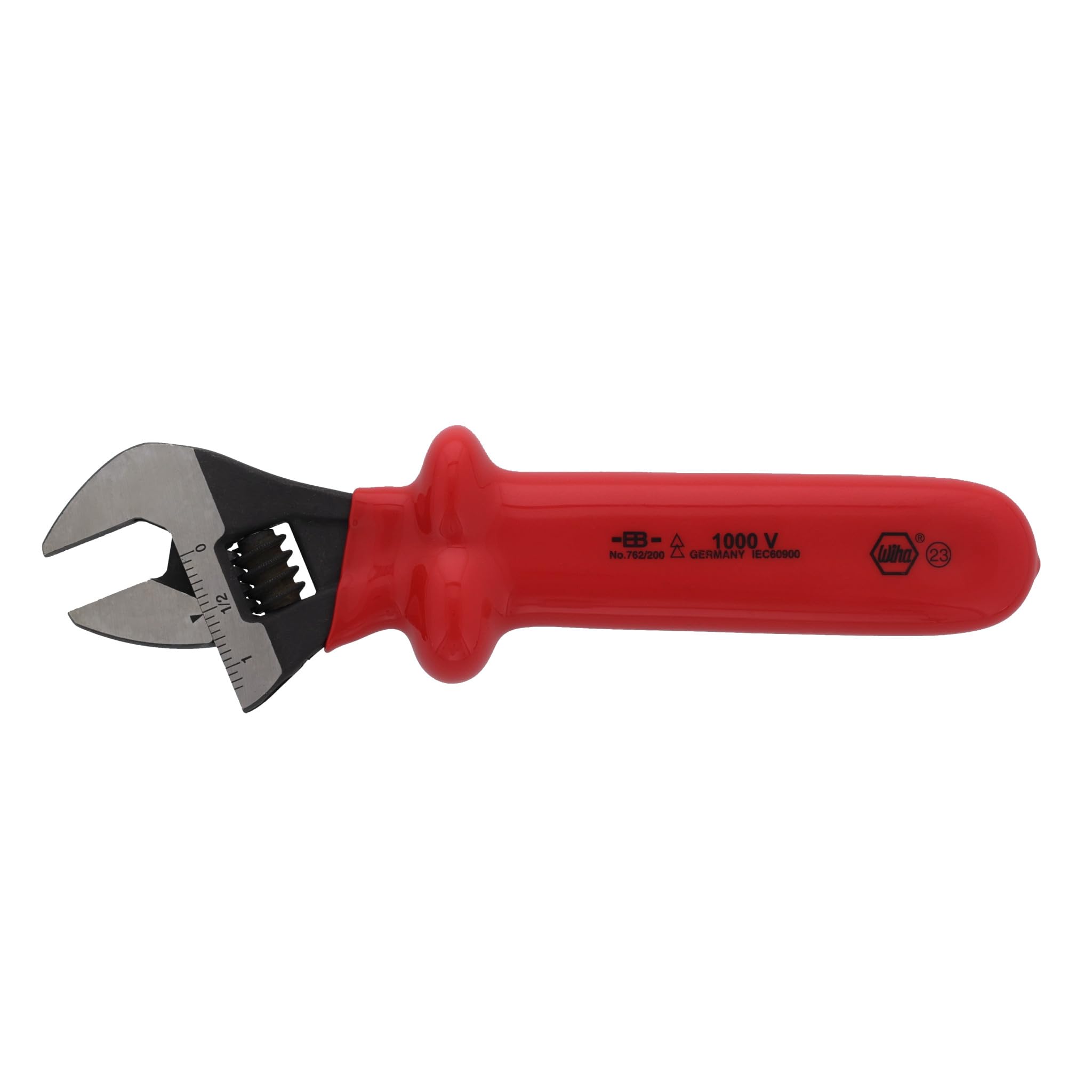8 Inch Insulated Adjustable Wrench - Non-Conductive Red Handle - Perfect for Electrical Work, Plumbing & DIY Home Repairs
