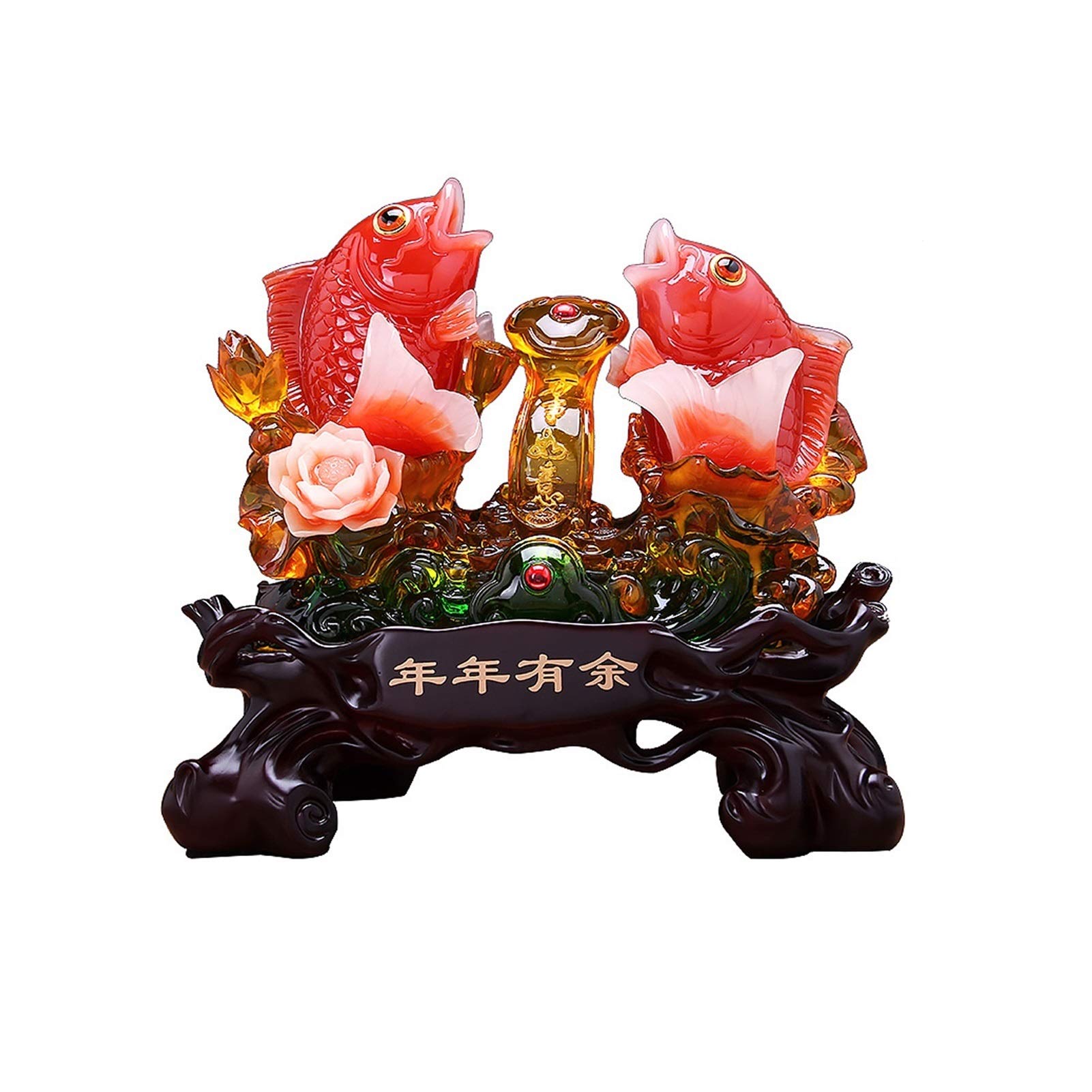 Golden Arowana Fish Statue - Feng Shui Home & Office Decor, Lucky Wealth Sculpture for Desk, Tabletop, Gift Idea - Perfect for Living Room, Office Desk, or Feng Shui Display (Color: A)