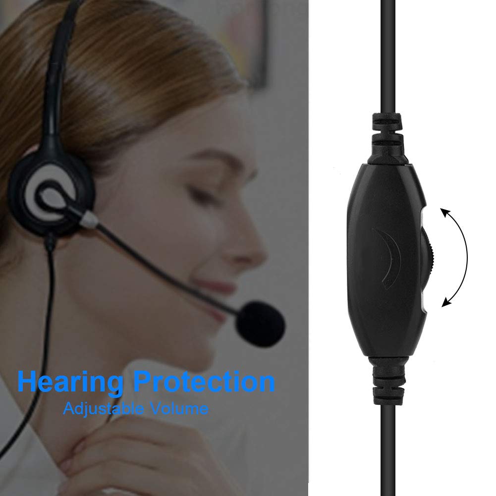 Professional Call Center Headset with 2.5mm Super Long Cable - Stable & Clear Communication for Call Centers, Offices & Remote Work (Compatible with Laptops & Phones) - Perfect for Customer Service, Telemarketing & Work from Home