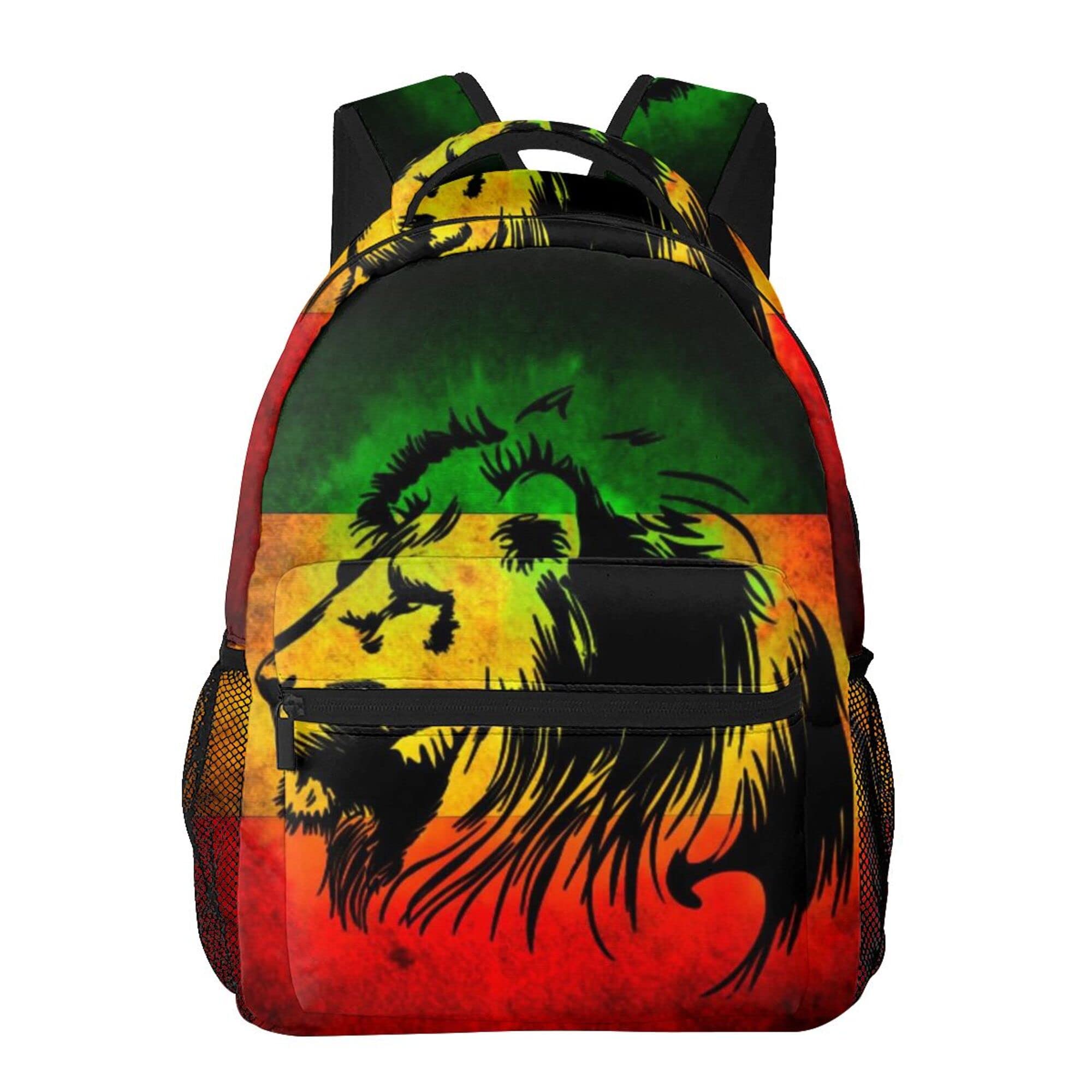 JZDACH Lightweight Anti-Theft Backpack for College, High School & Travel - Reggae Rasta Flag Lion Design Unisex Laptop Rucksack - Perfect for School, Hiking, Picnics & Daily Commute