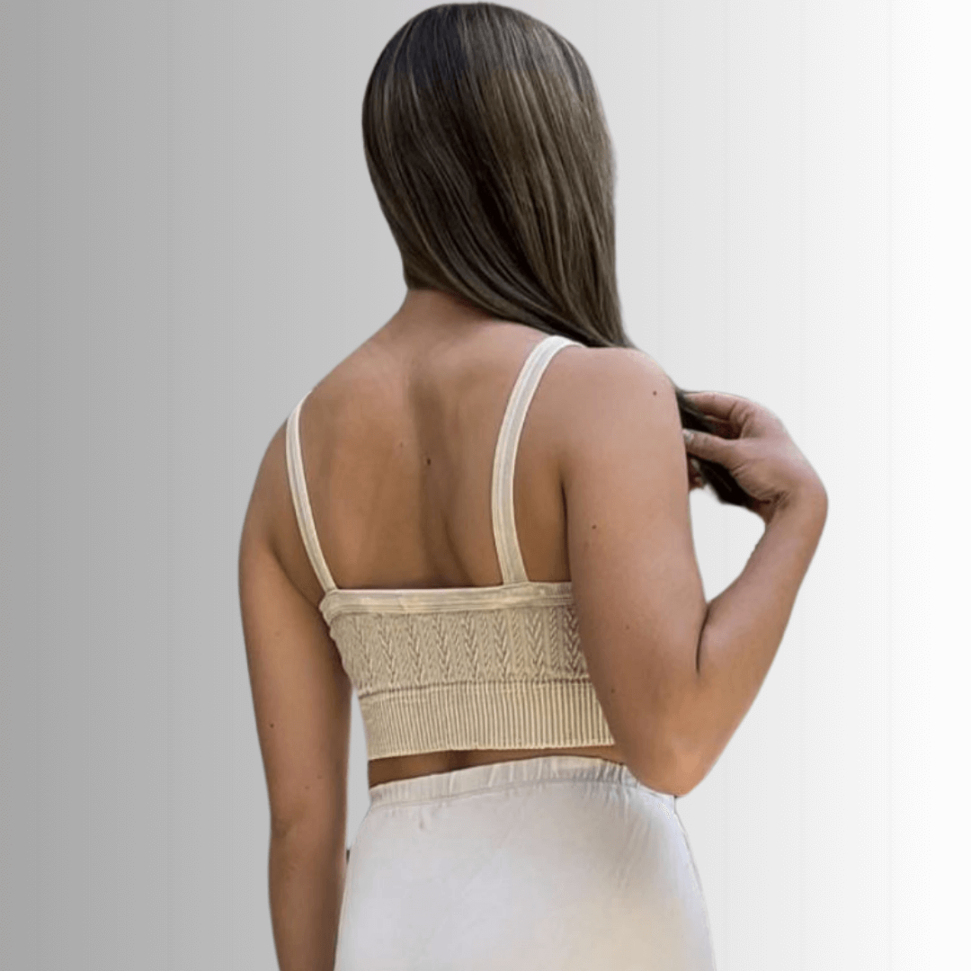 Seamless Cable Knit Bra Top - Comfortable Wireless Support for Yoga, Workouts & Lounge Wear - Final Sale Clearance