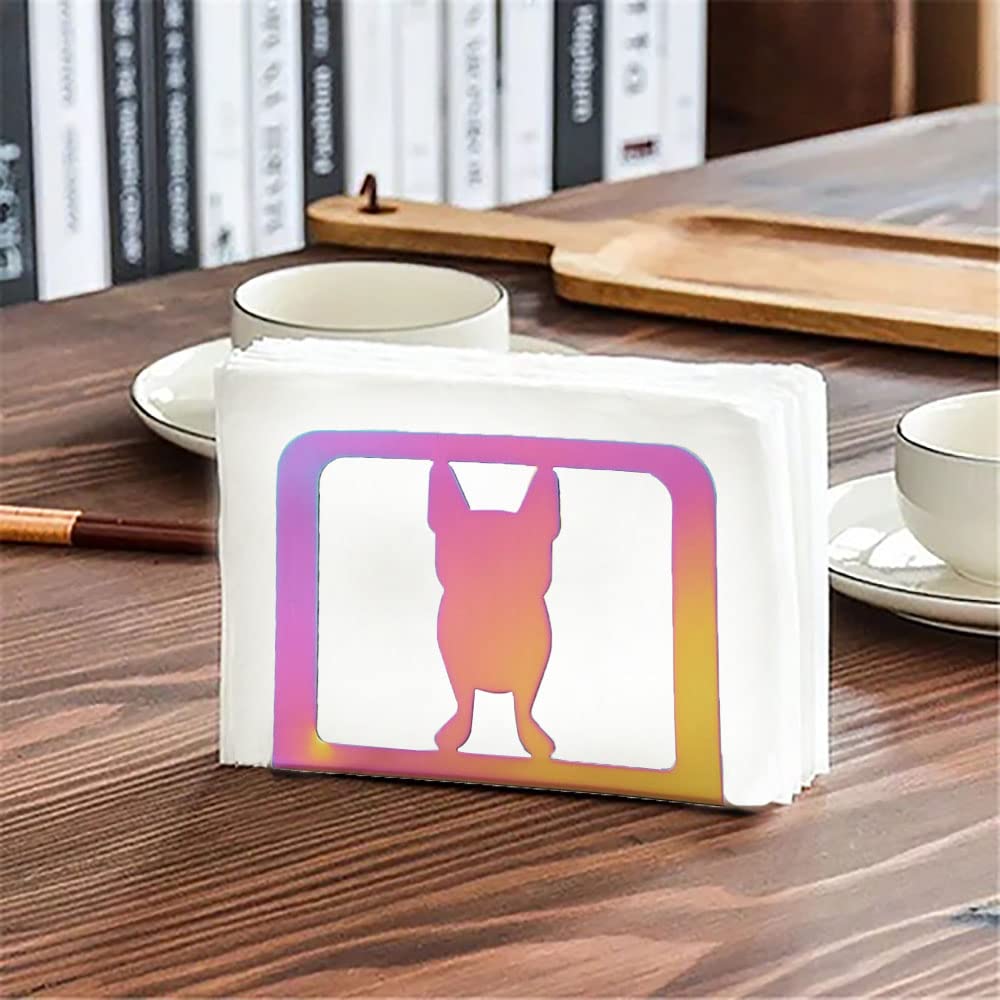 Rainbow Stainless Steel Napkin Holder - Farmhouse Kitchen & Dining Table Decor for Home, Restaurant, and Party Use | Classic Tissue Paper Napkin Dispenser for Everyday Meals and Special Occasions