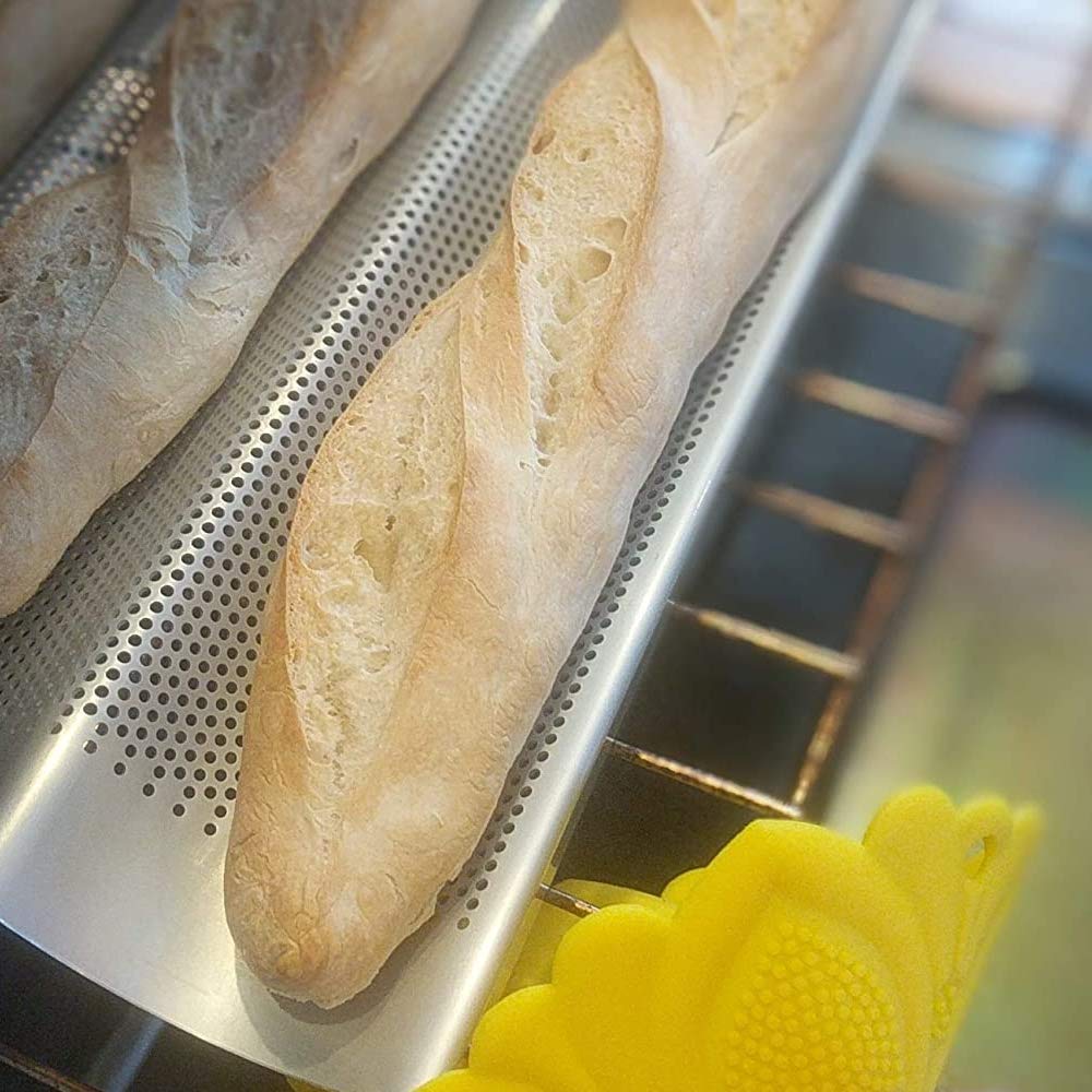 Non-Stick Perforated Baguette Bread Pan - Professional French Bread Baking Supplies for Home & Commercial Use - Perfect for Artisan Loaves, French Baguettes & Homemade Bread Baking