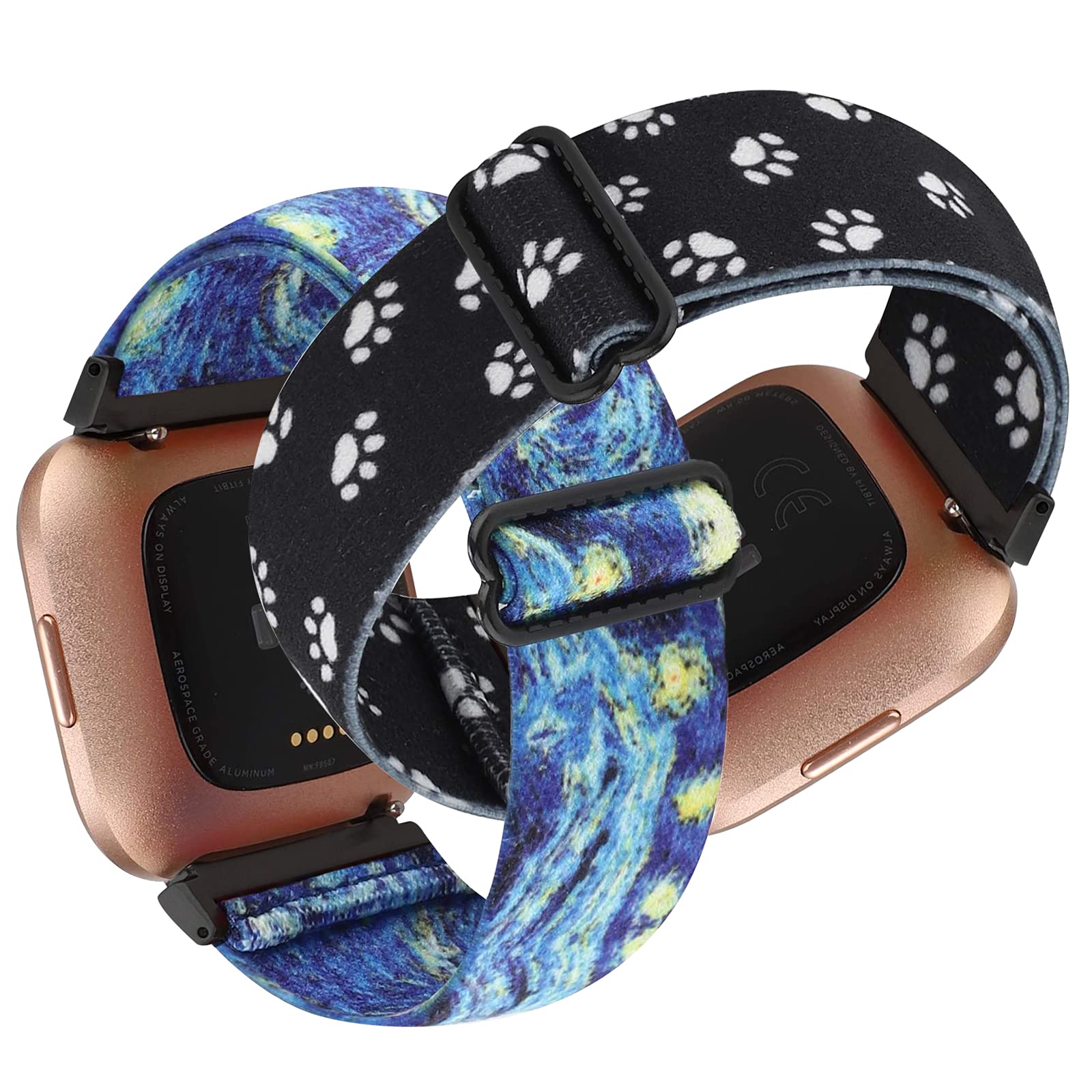 Stretchy Nylon Band for Fitbit Versa 2/Versa/Versa Lite - Adjustable Elastic Braided Solo Loop Strap Replacement for Versa Smartwatch - Comfortable Sport Wristband for Women & Men - Perfect for Workouts, Running & Daily Wear