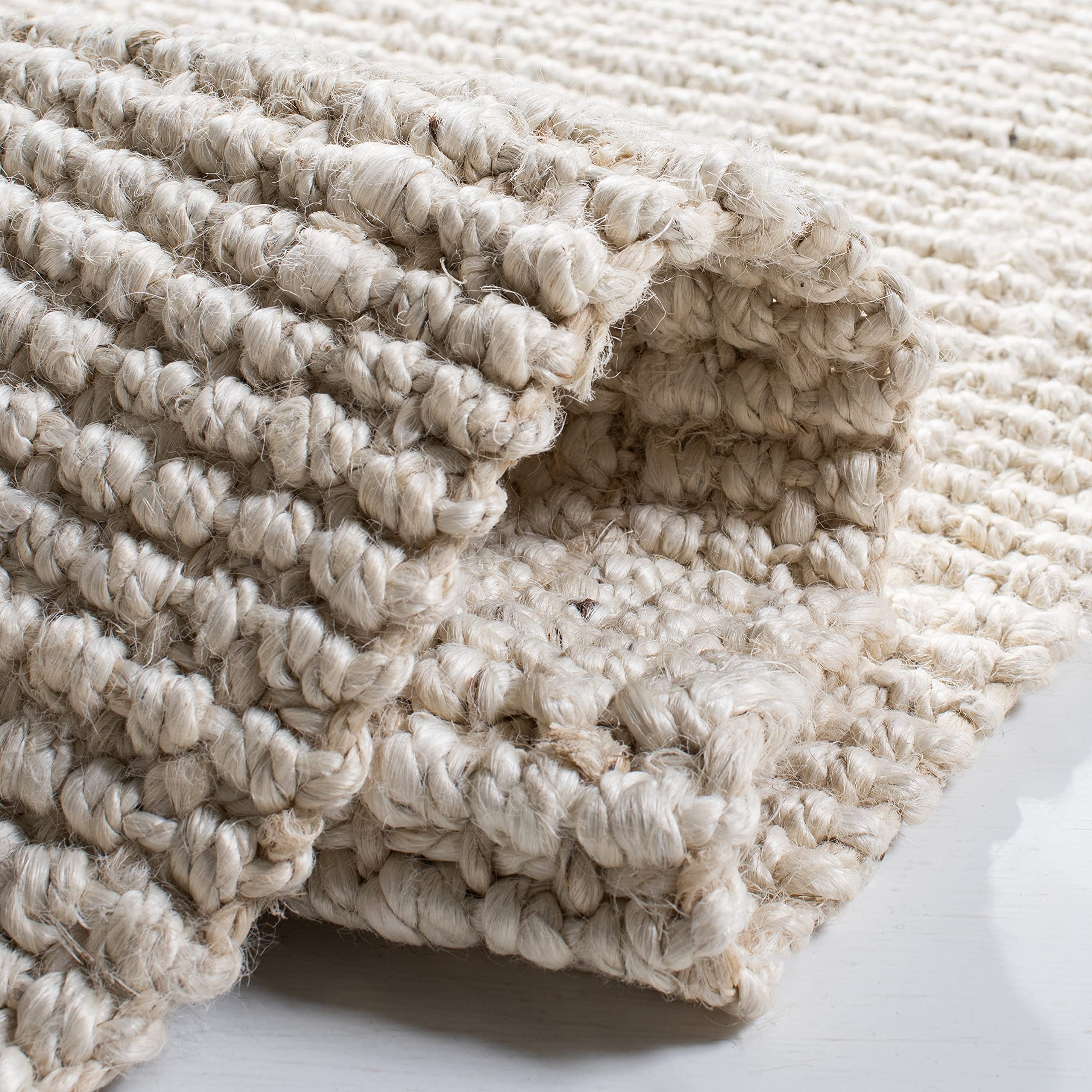 SAFAVIEH Natural Fiber Collection Handmade Jute Area Rug - 8' x 10', Bleach & Ivory, Farmhouse Style, Durable for High Traffic Areas - Perfect for Living Room, Bedroom, Dining Room & Home Office (NF747B)