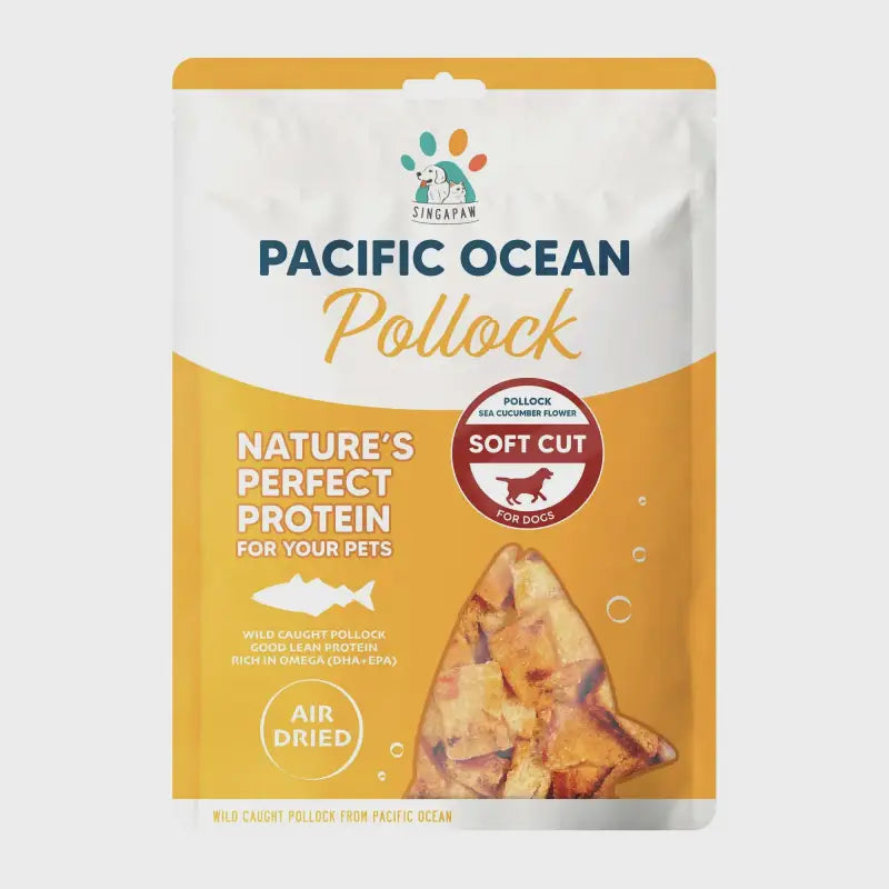 Premium Air-Dried Dog Treats - Singapore Pacific Ocean Pollock & Sea Cucumber Flower, 70g | All-Natural, High-Protein Soft Chews for Small & Large Dogs | Perfect for Training, Rewards & Dental Health