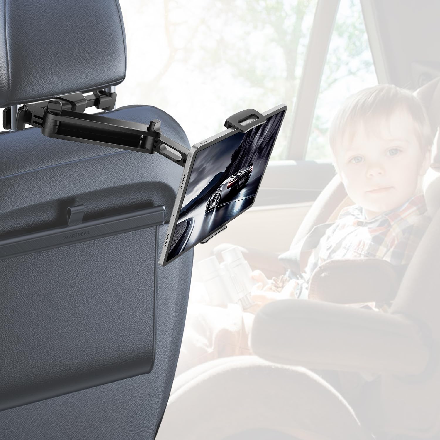 3-in-1 Adjustable Car Tablet Holder with Extension Arm - Universal 4-12