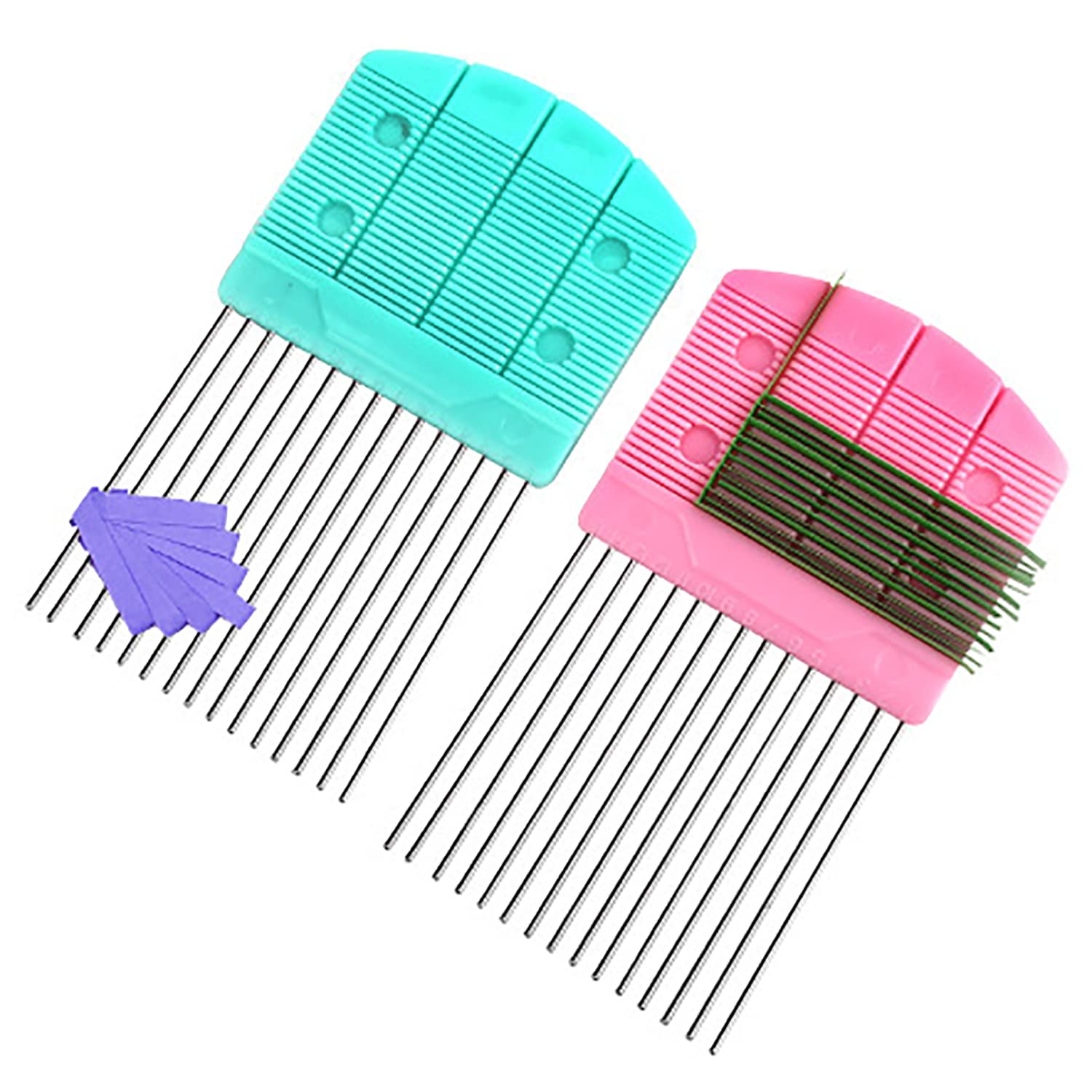 2PCS Quilling Comb Tool for DIY Paper Crafts - Blue and Pink Paper Quilling Comb Set, Origami Carding Art Supplies for Scrapbooking, Greeting Cards & Handmade Decorations