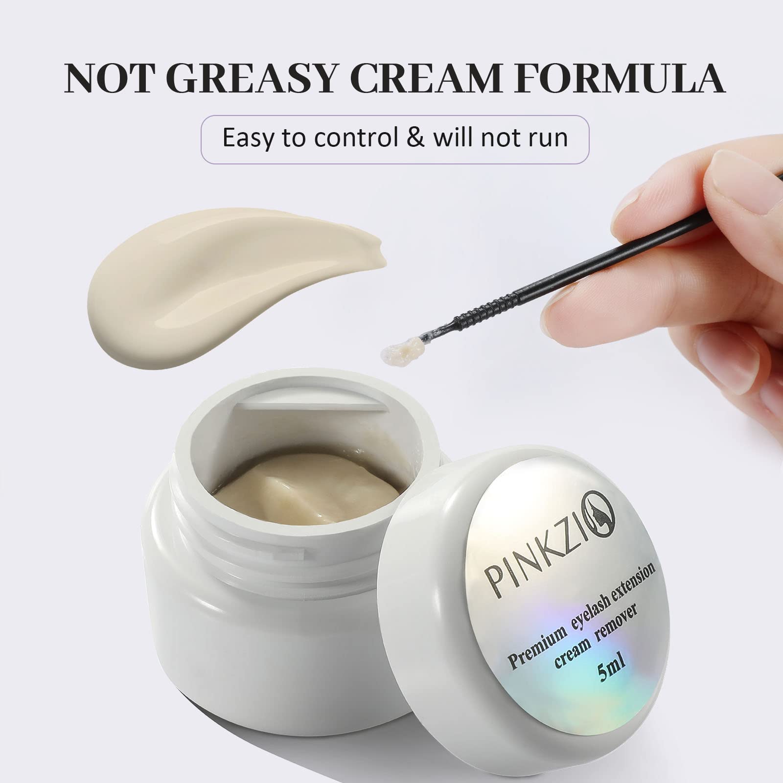 PINKZIO Eyelash Extension Glue Remover Cream - Fast Acting Lash Adhesive Dissolver, Gentle Formula for Safe Removal Without Damaging Natural Lashes (5ml, White) | Perfect for Salon Professionals & DIY Lash Extensions at Home