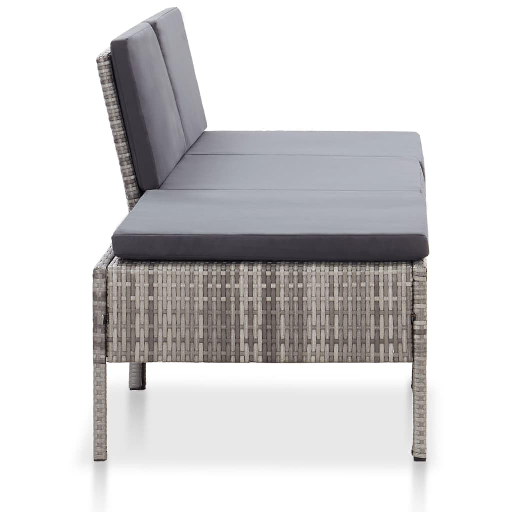 Premium 3-Piece Outdoor Lounge Set – Gray Poly Rattan Patio Furniture with Thick Cushions | Weather-Resistant, Lightweight & Easy to Clean | Perfect for Backyard, Poolside or Garden Relaxation