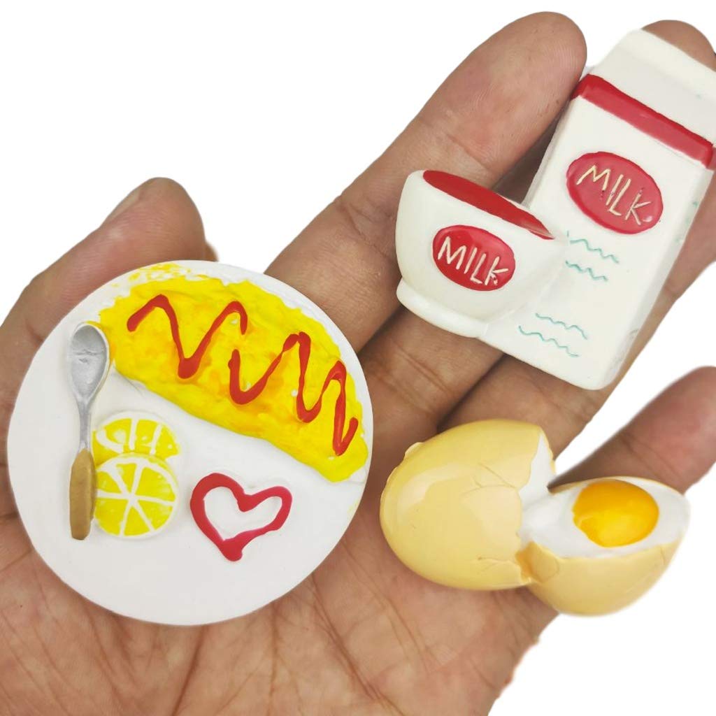 8-Piece 3D Resin Refrigerator Magnets Set - Breakfast Egg Series, Cute Kitchen Decor, Fridge Magnetic Stickers for Photos & Notes, Perfect for Home, Office & Dorm Room Organization