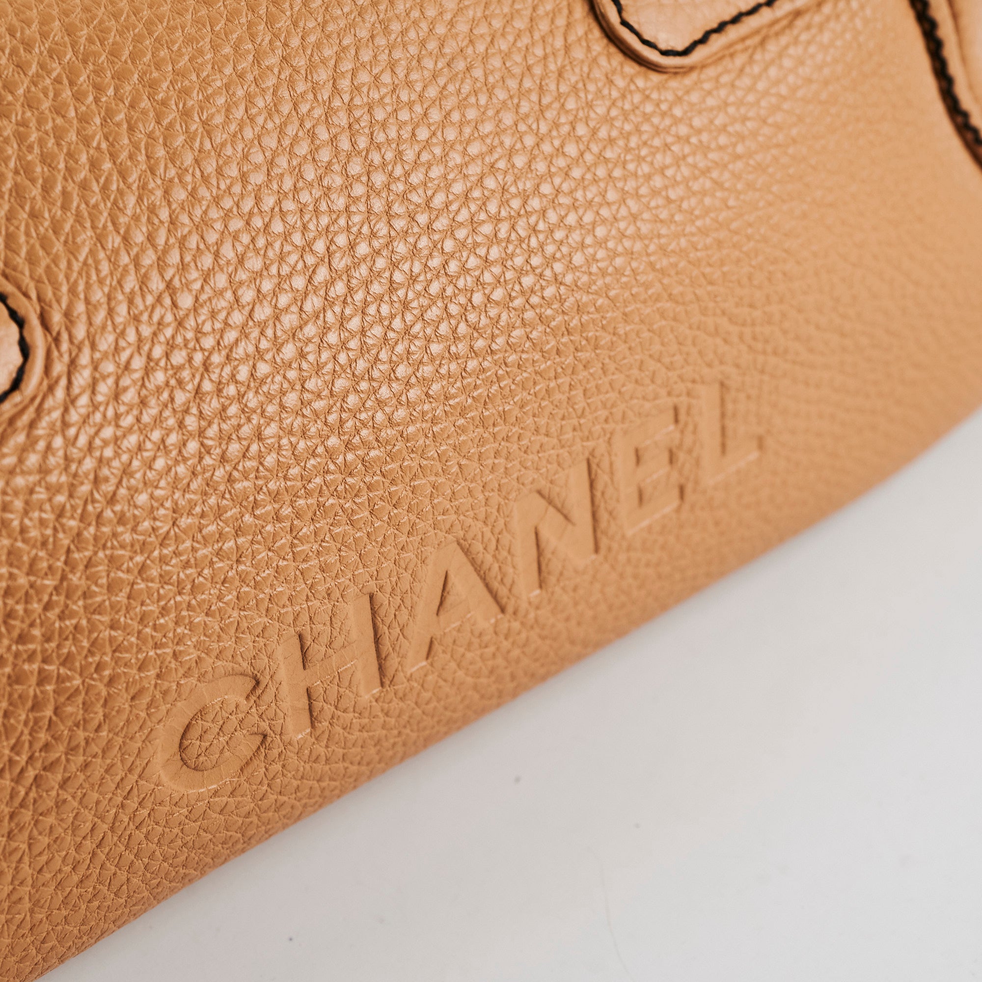 Chanel Boston Beige Caviar Leather Shoulder Bag for Women - Luxury Designer Handbag for Work, Travel & Everyday Use