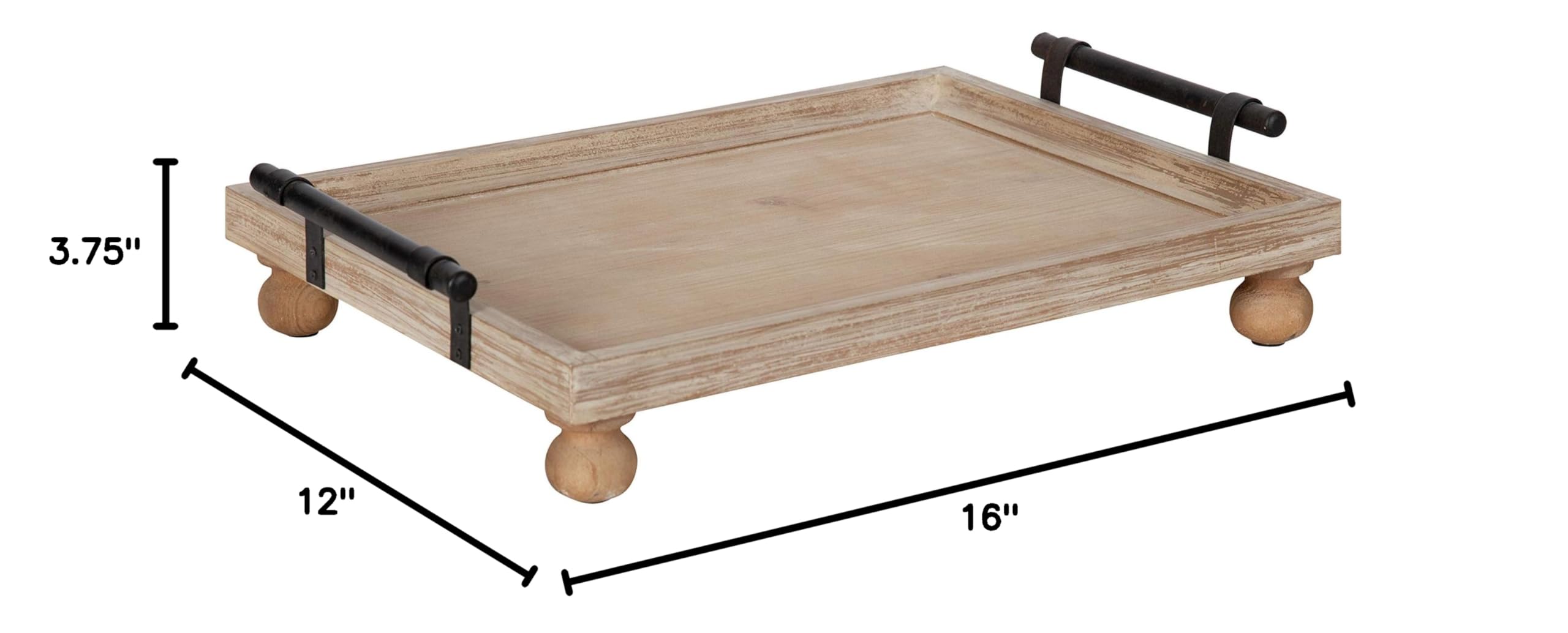 Farmhouse Wood Tray 12x16 - Rustic Brown for Coffee Table Decor