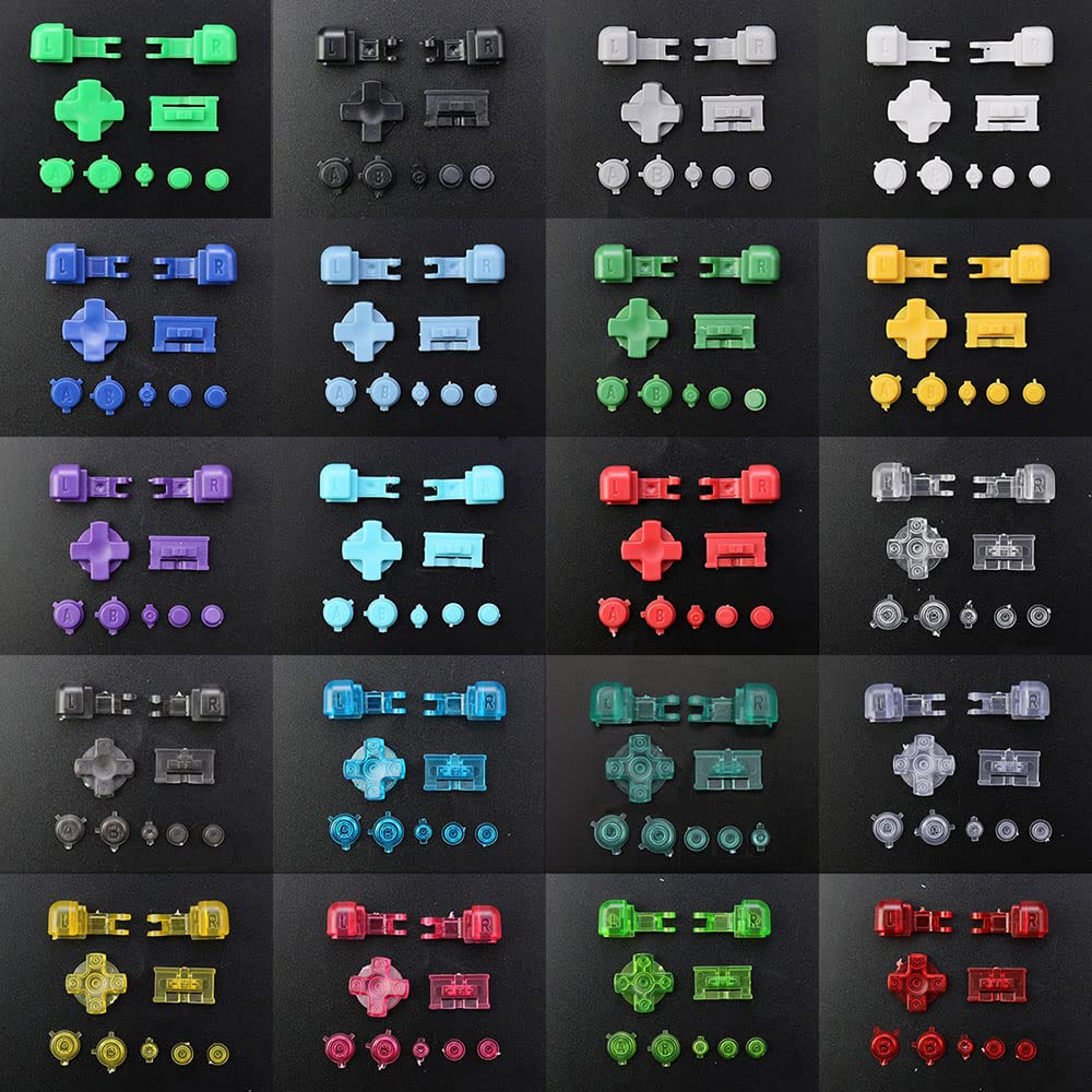 Original Gameboy Advance SP GBA SP Full Button Replacement Kit - A B L R LR Power Volume D-Pad Keys Set (Clear Blue) | Repair & Upgrade Your Retro Gaming Console for Enhanced Play Experience