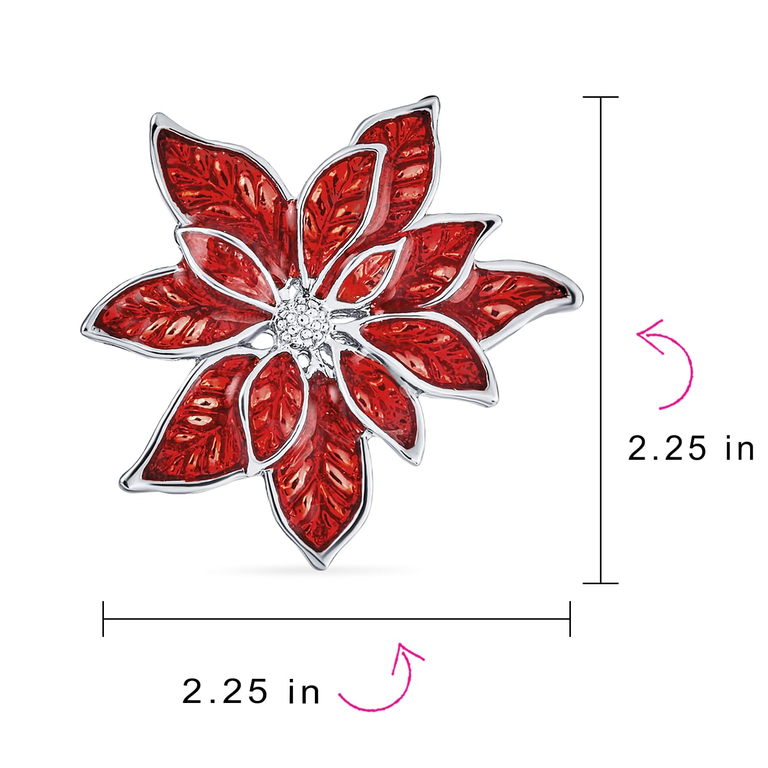 Poinsettia Brooch & Earrings Set - Gold/Silver Plated for Holiday Parties
