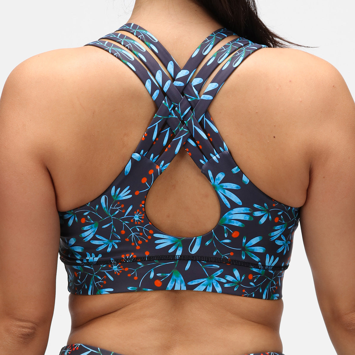 Winter Berries Cross Back Bra - Comfortable & Supportive Workout Sports Bra for Women - Perfect for Yoga, Running, and Gym