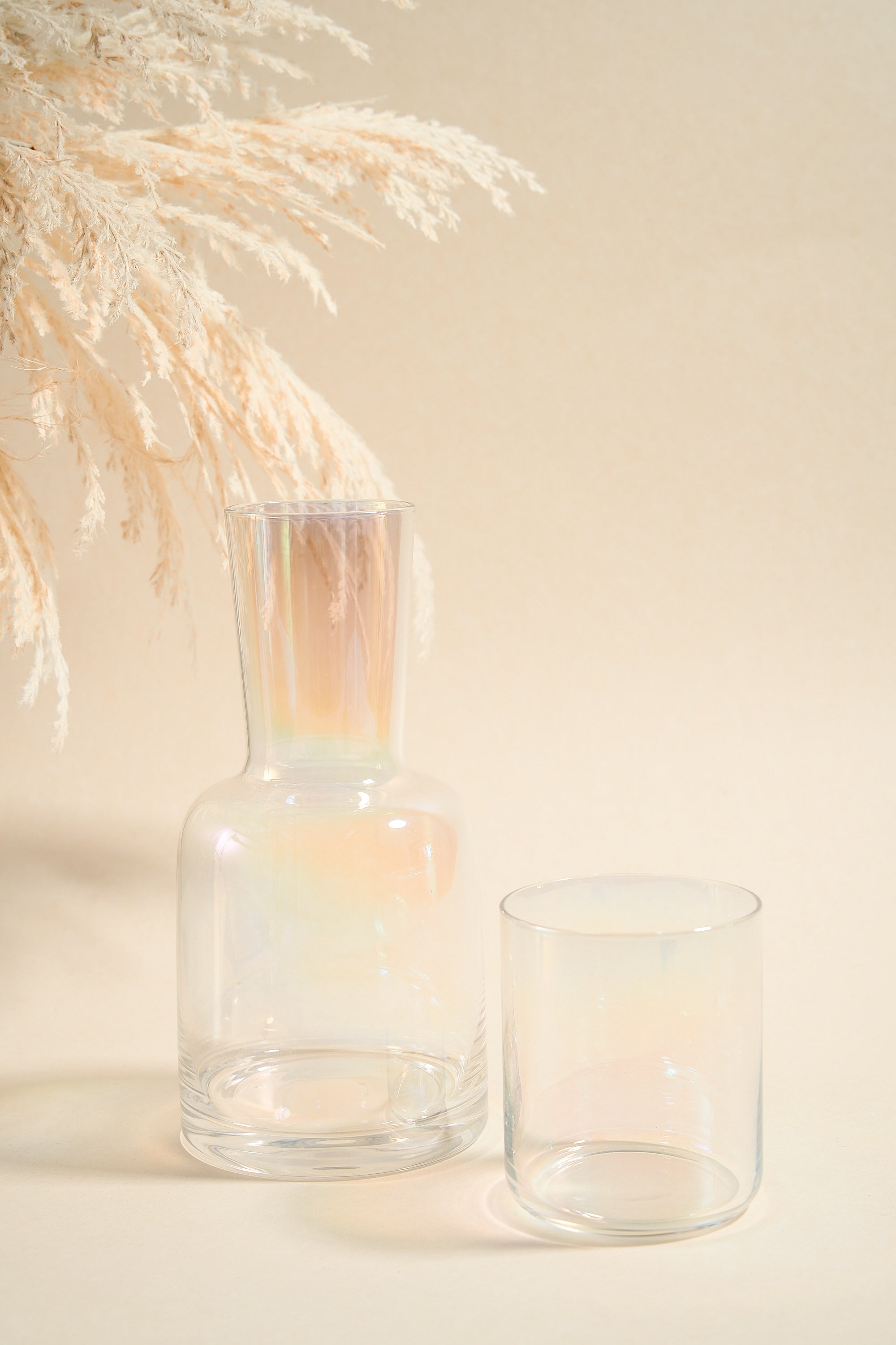 Iridescent Glass Carafe Set with 2 Drinking Glasses - Elegant Water Pitcher for Home, Office, and Party Serving - Perfect for Iced Tea, Lemonade & Beverages