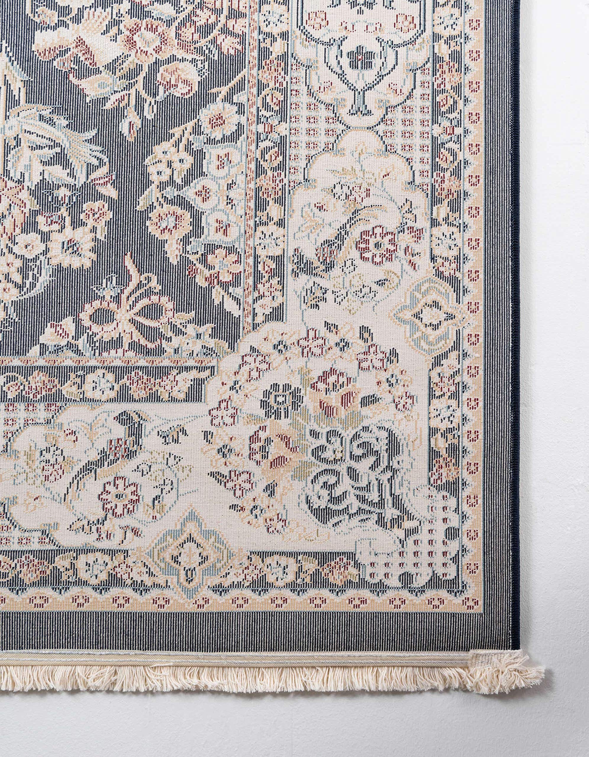 Unique Loom Narenj Collection Traditional Textured Area Rug 10x13 Feet - Navy Blue & Beige Striped Design for Living Room, Bedroom & Office Decor