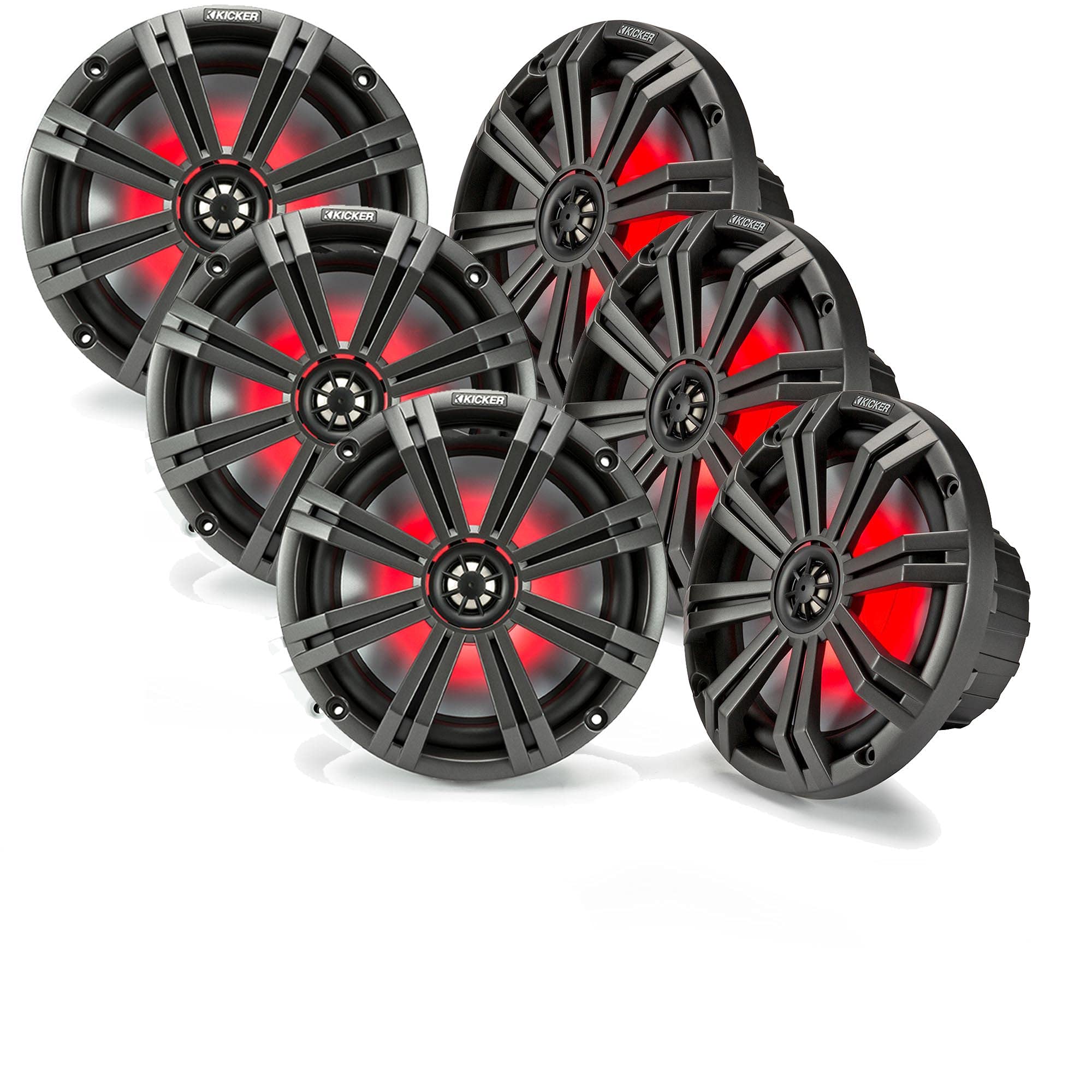 Kicker 8-Inch Marine LED Speakers - 3-Pair OEM Replacement Waterproof Audio System for Boats, Yachts, and Outdoor Adventures