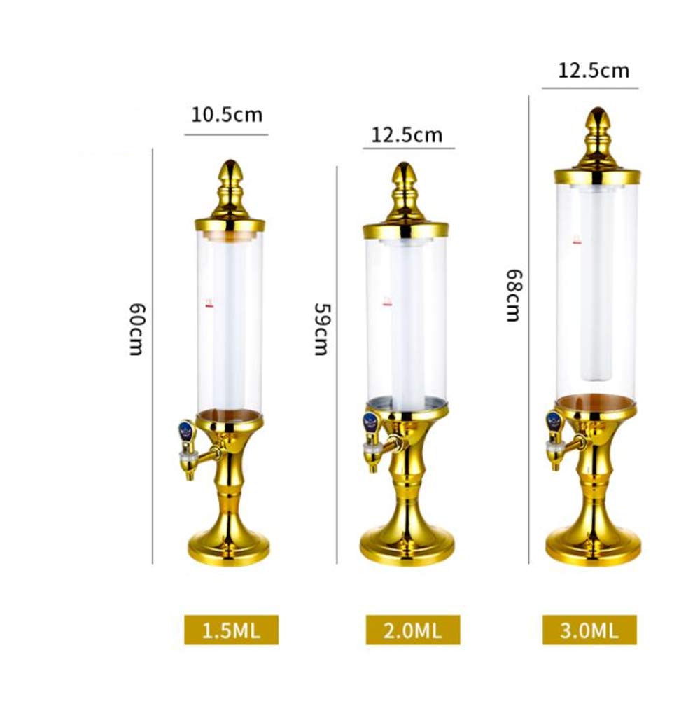 LED Colorful Shining 3L Tabletop Wine Beer Tower Dispenser - Golden Beverage Juice Server for Bar, Party, Restaurant, KTV & BBQ | Perfect for Weddings, Birthday Celebrations & Outdoor Gatherings